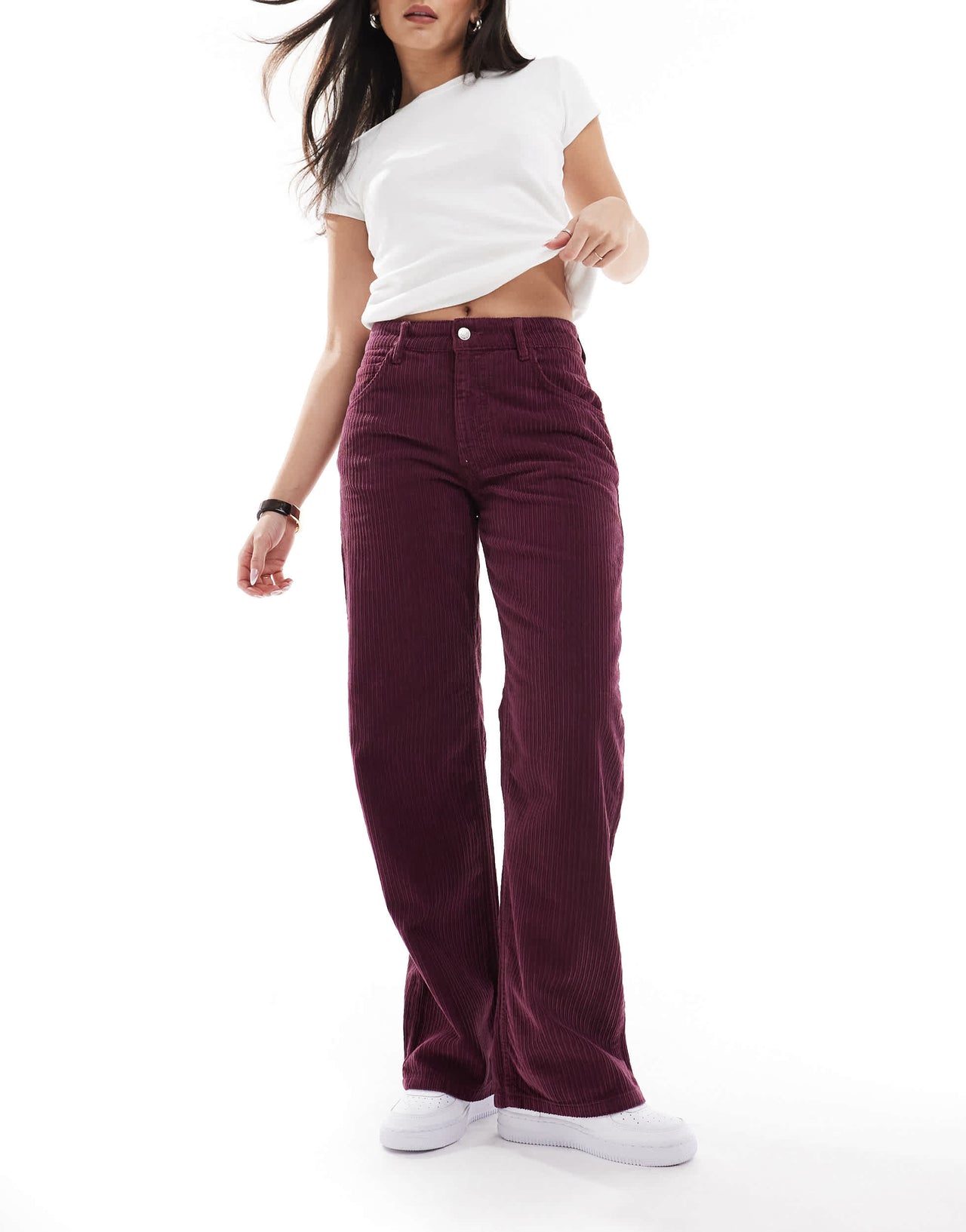 ASOS DESIGN cord baggy boyfriend jean in plum