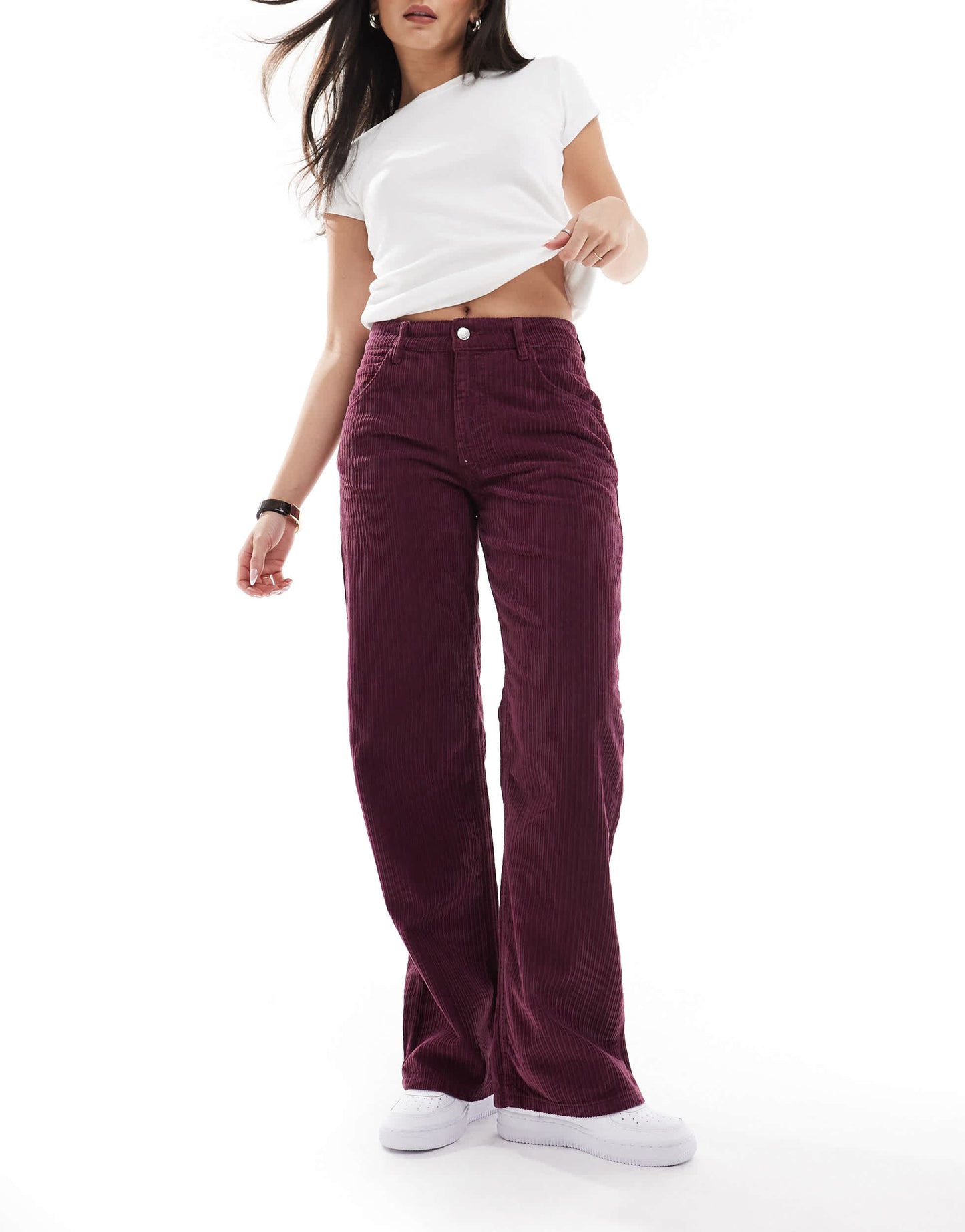 ASOS DESIGN cord baggy boyfriend jean in plum