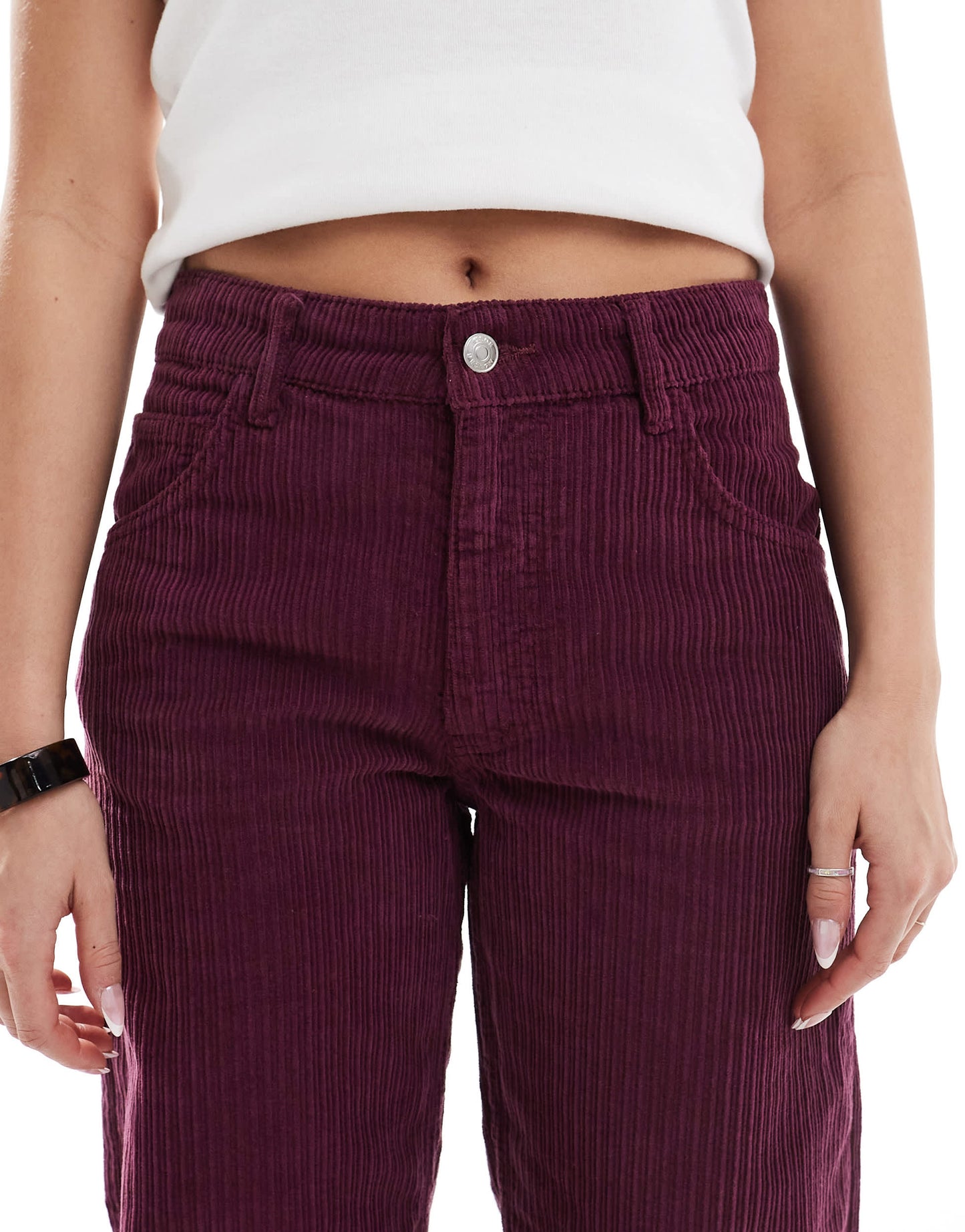 ASOS DESIGN cord baggy boyfriend jean in plum