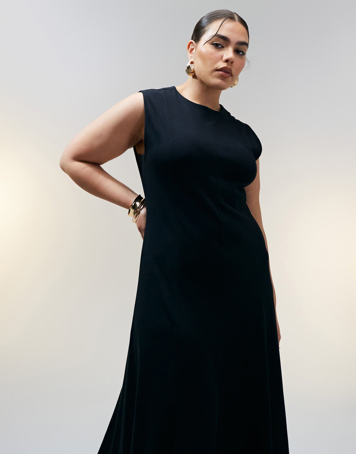 ASOS Design Curve cotton sleeveless midi sundress in black