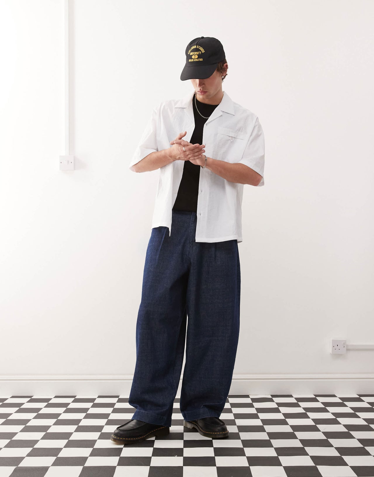 COLLUSION boxy summer shirt in white