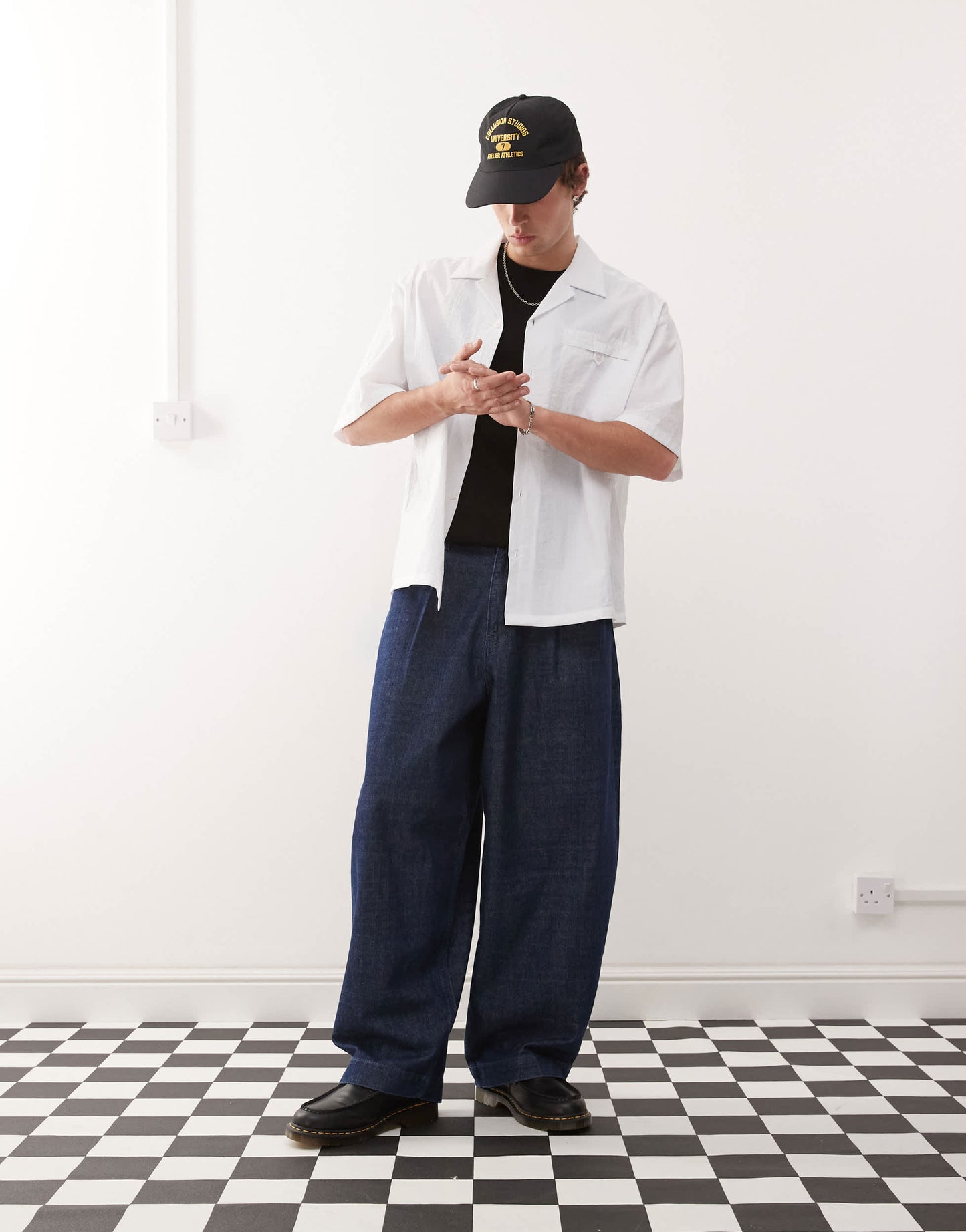 COLLUSION boxy summer shirt in white