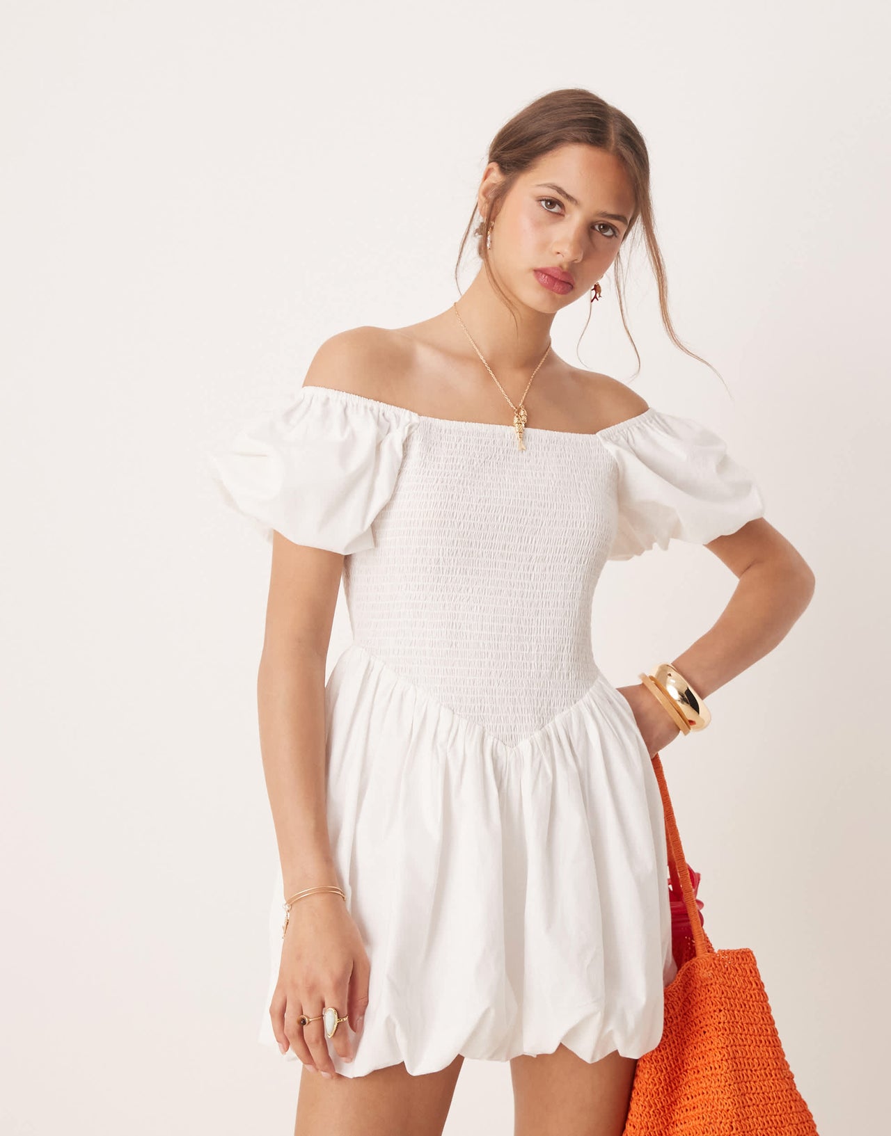 Miss Selfridge puffball mini dress in white