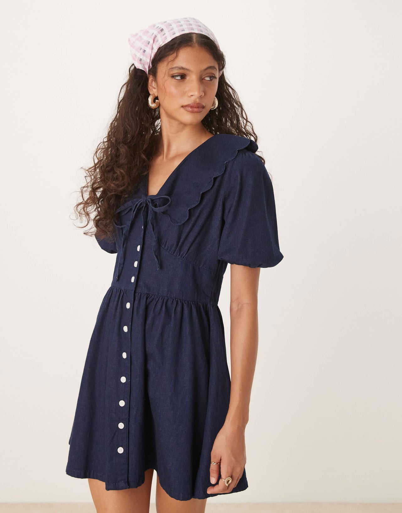 Nobody's Child Birdie denim mini dress in dark blue