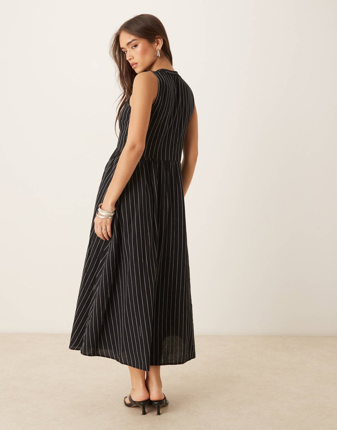 Nobody's Child Starlight sleeveless midaxi dress in black stripe