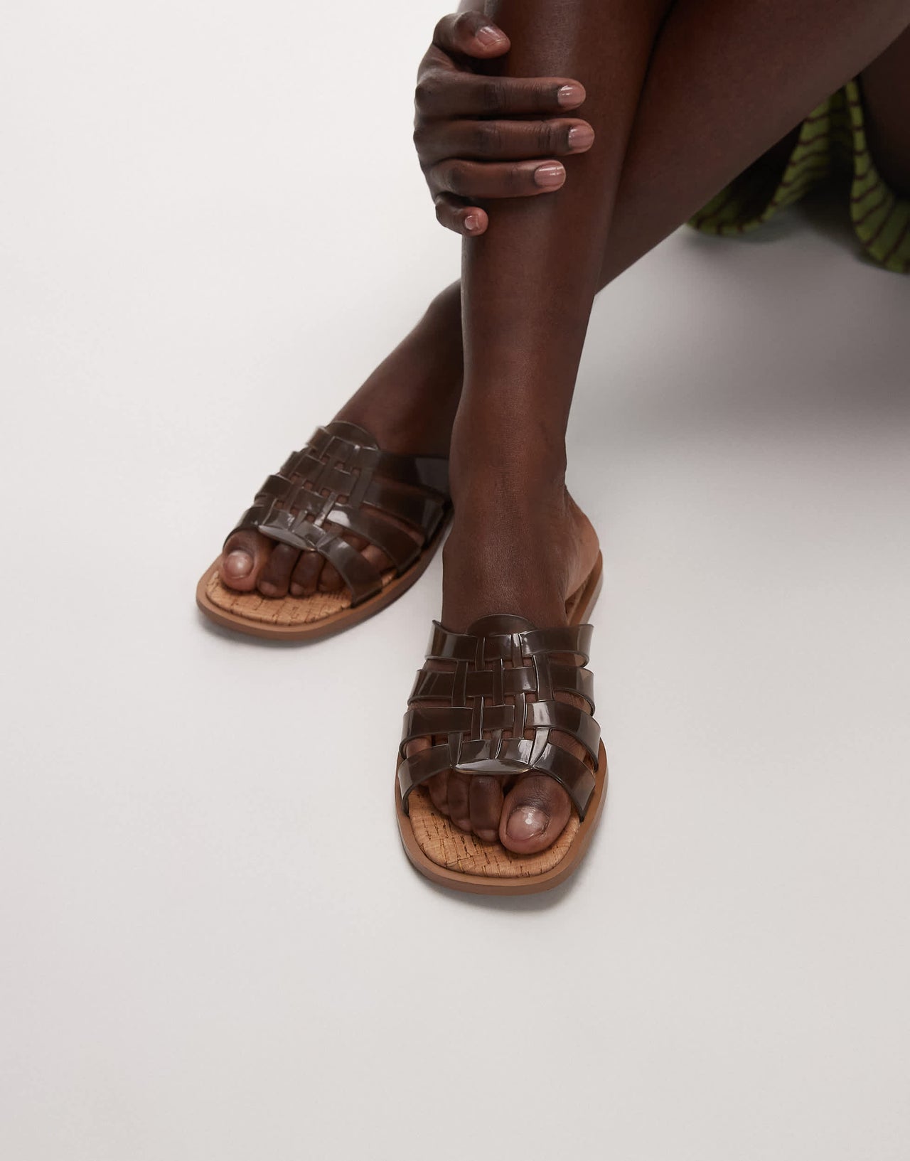 Topshop Kris jelly flat sandals in smoke grey