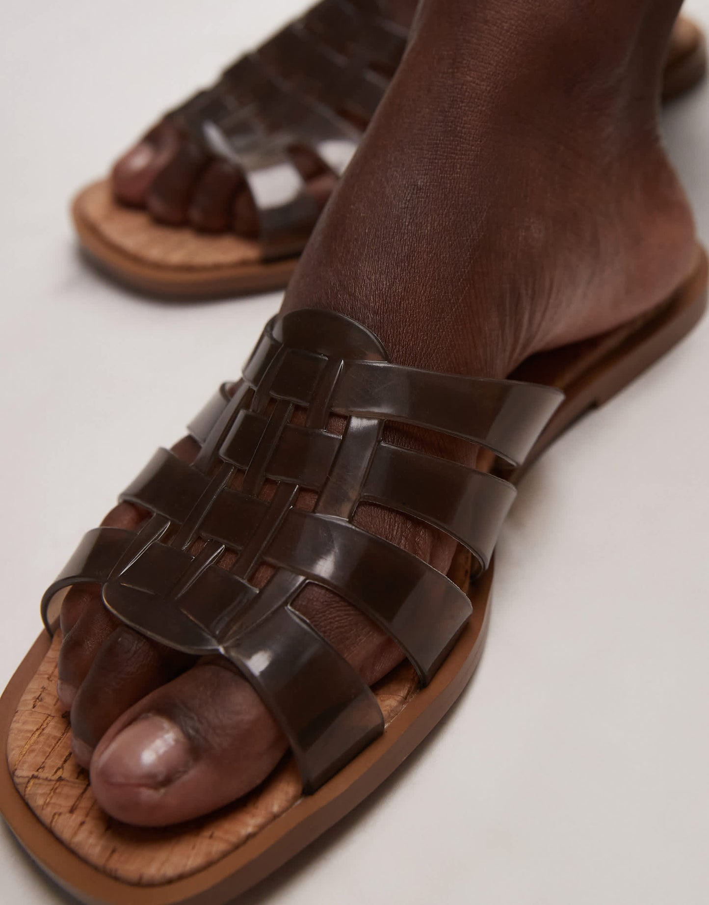 Topshop Kris jelly flat sandals in smoke grey