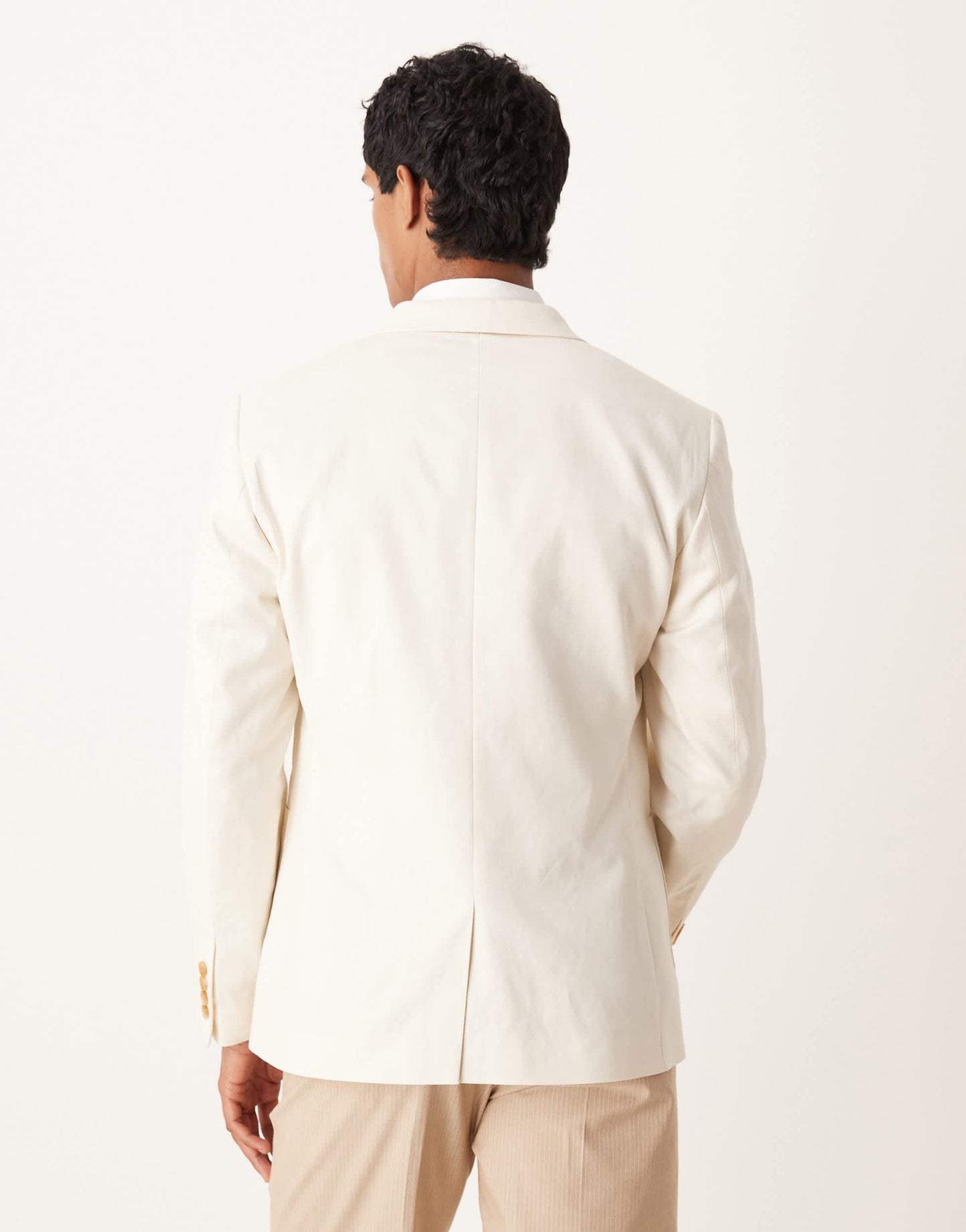 ASOS DESIGN slim cotton linen blend blazer in ecru