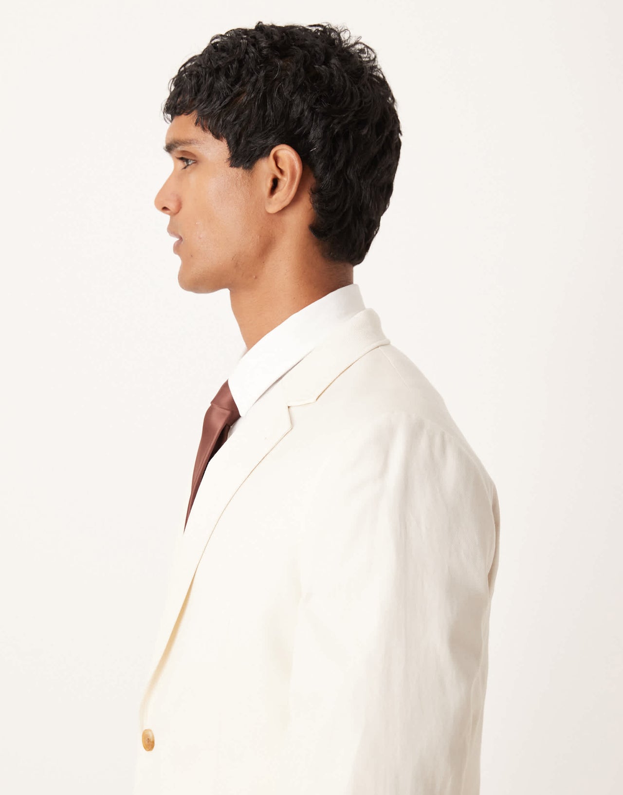 ASOS DESIGN slim cotton linen blend blazer in ecru