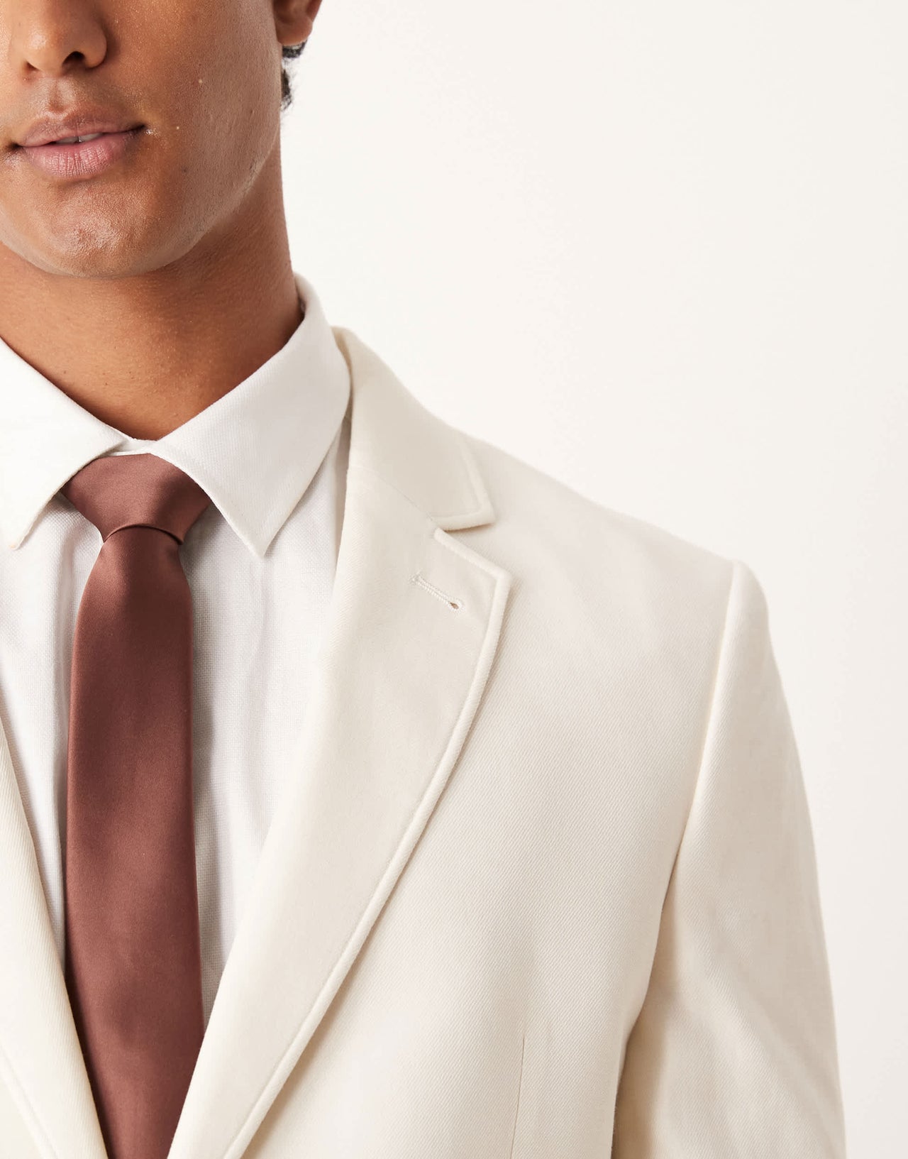 ASOS DESIGN slim cotton linen blend blazer in ecru