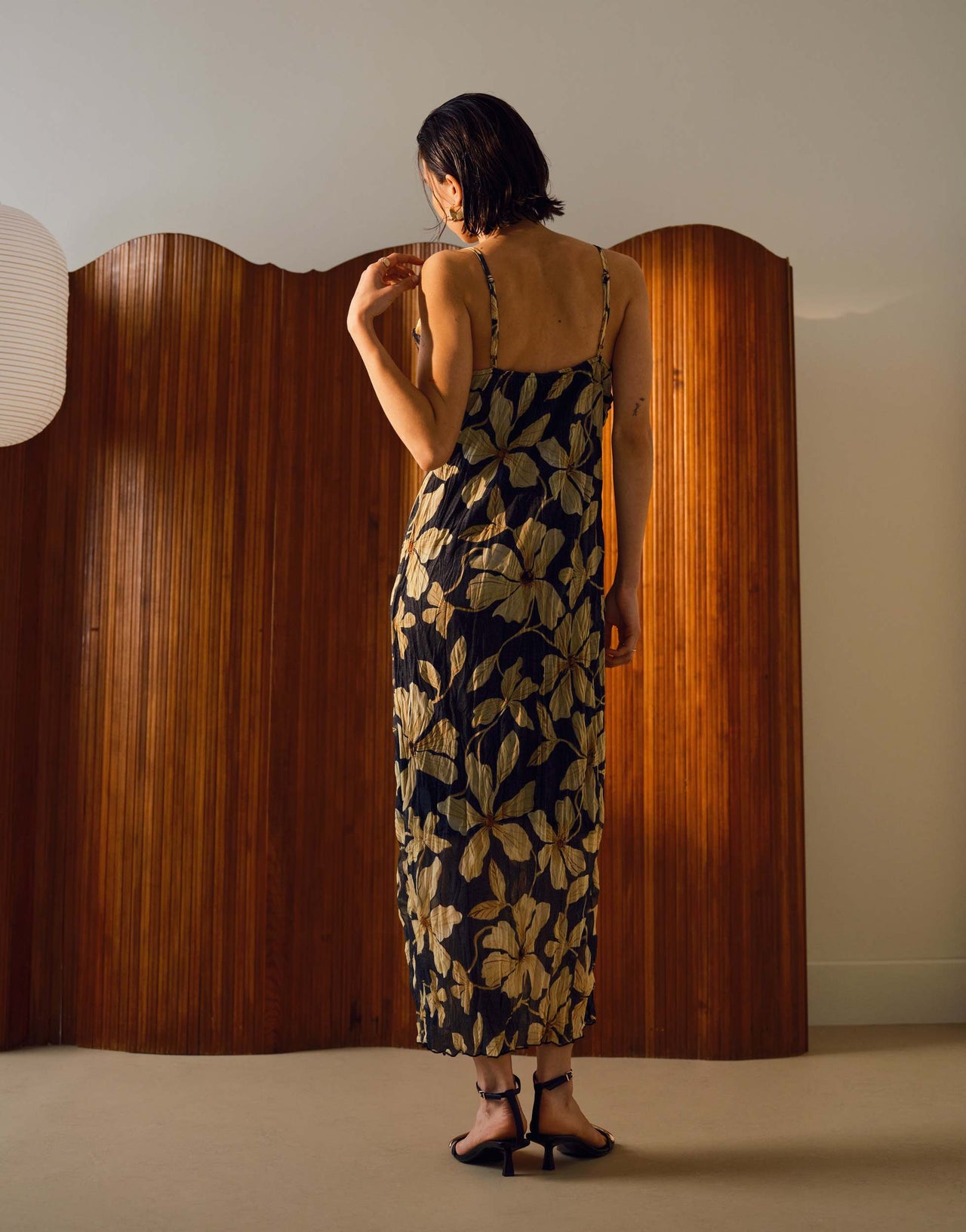 Topshop floral print crinkle mesh maxi dress in black