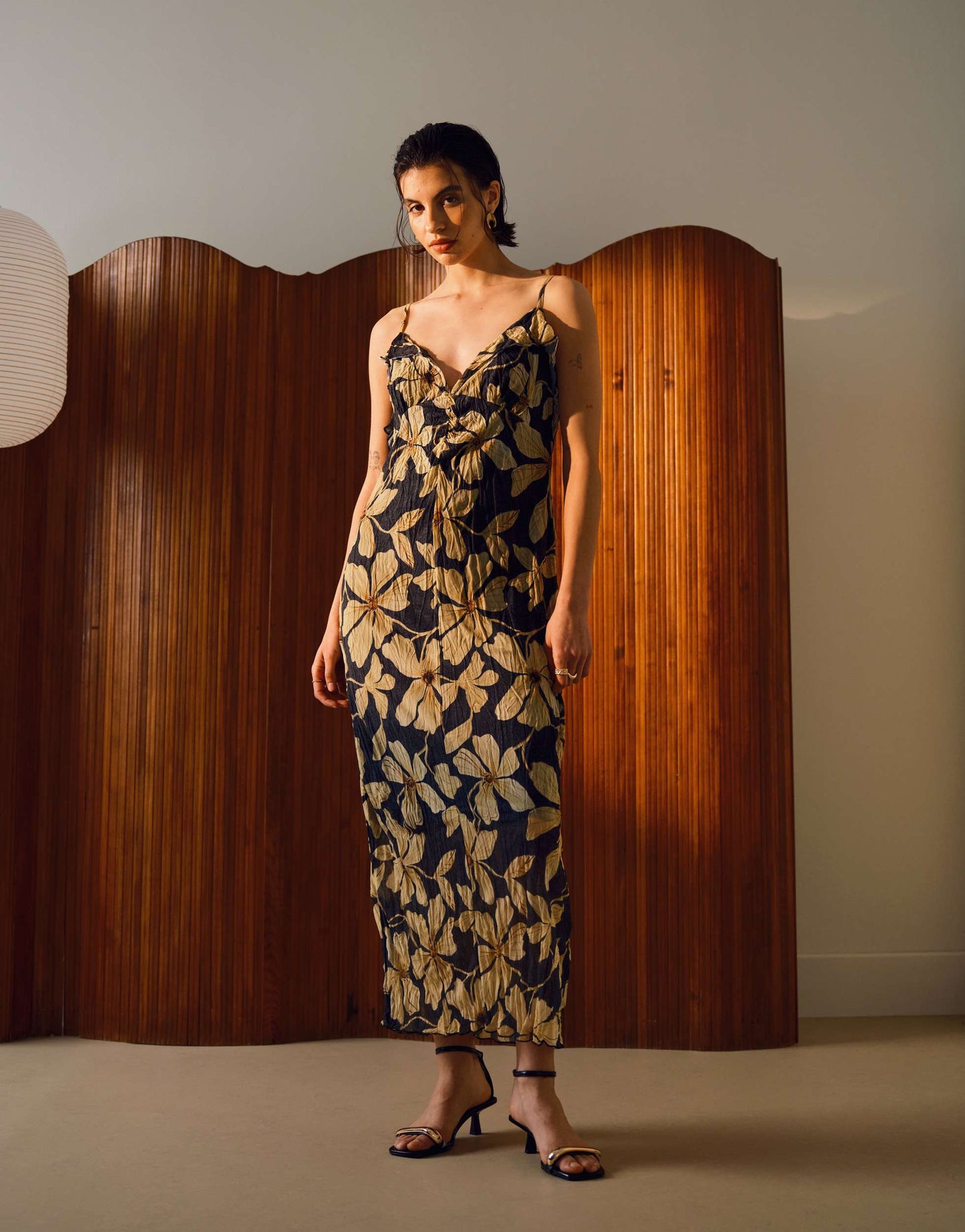 Topshop floral print crinkle mesh maxi dress in black