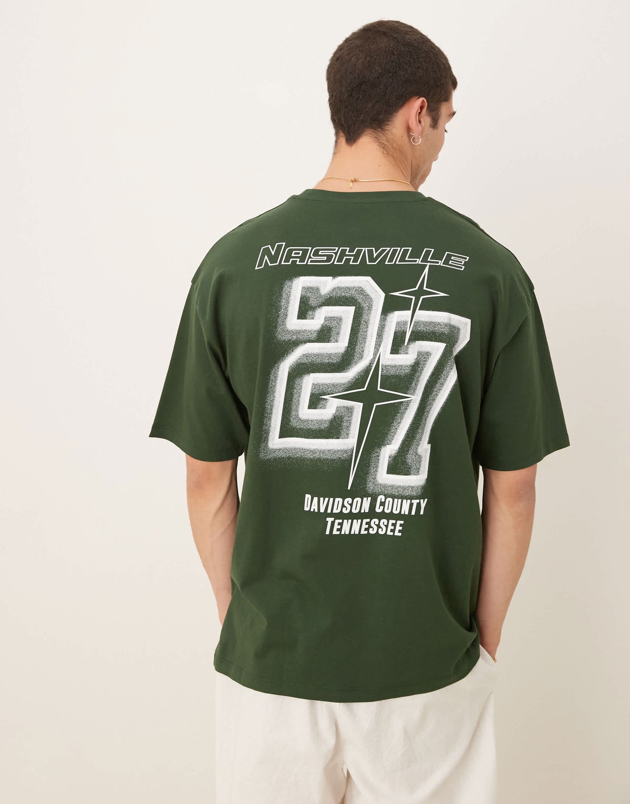 ASOS DESIGN oversized t-shirt with city graphic in dark green