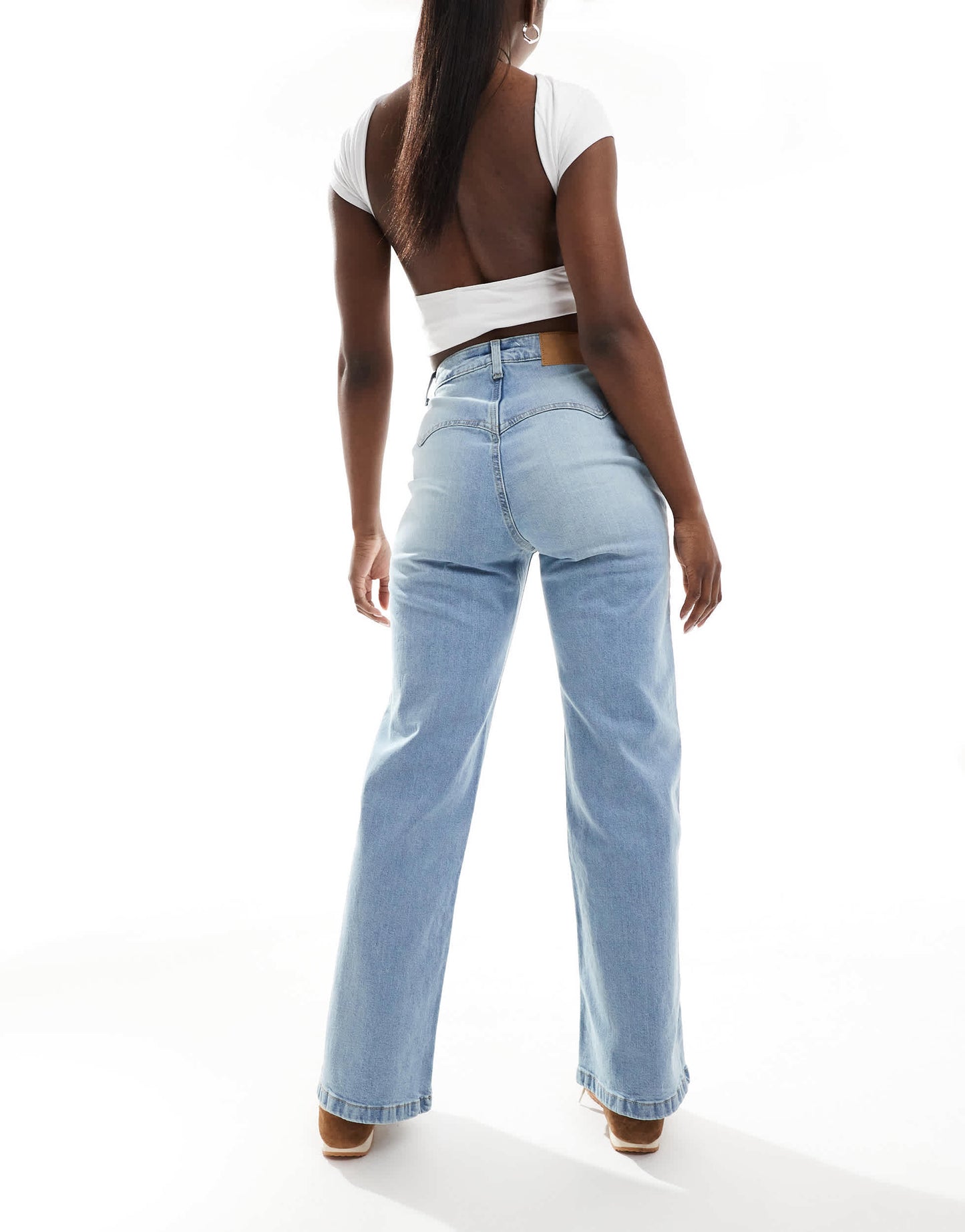 Cotton On stretch wide leg jeans in sunfaded blue