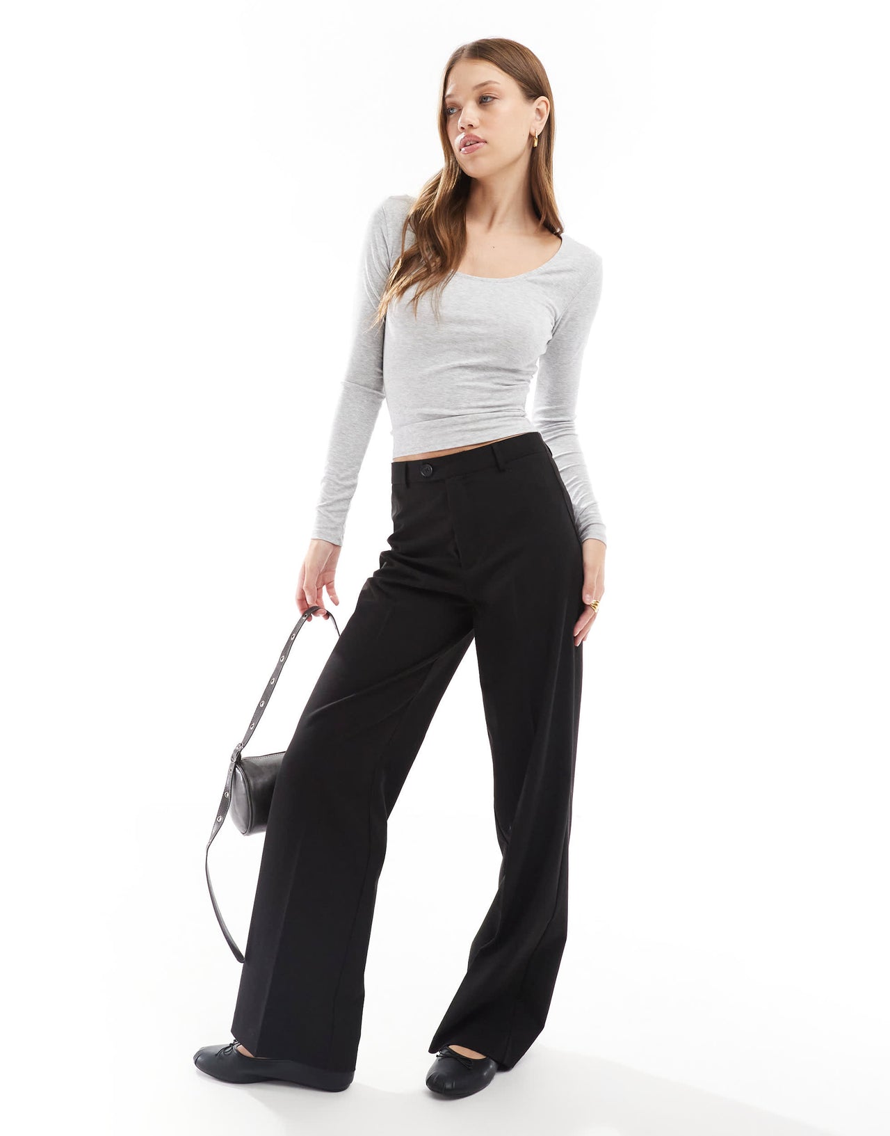 Cotton On scoop long sleeve top in grey