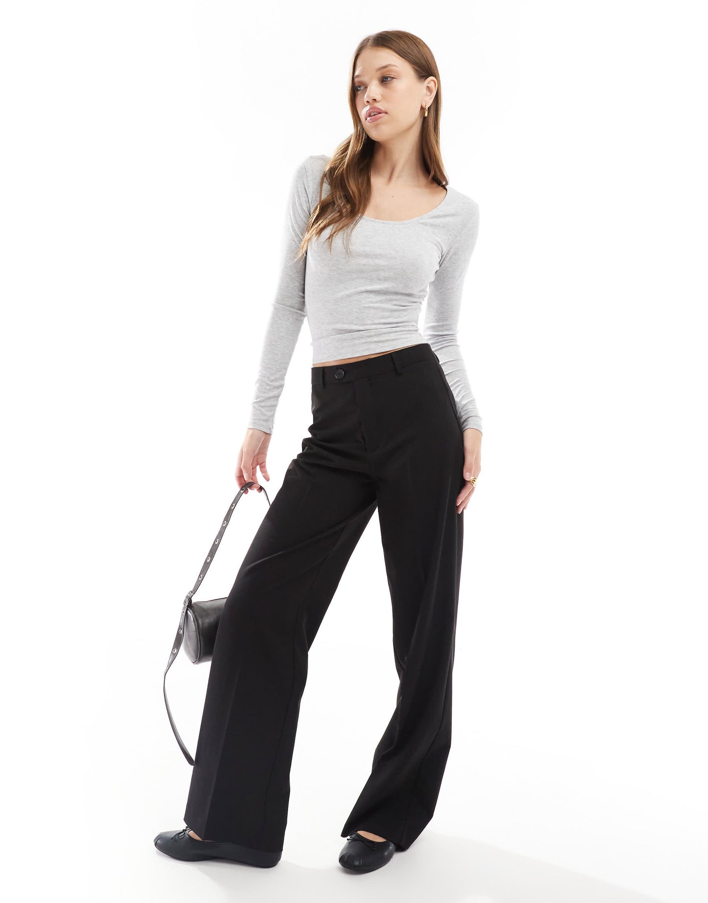 Cotton On scoop long sleeve top in grey