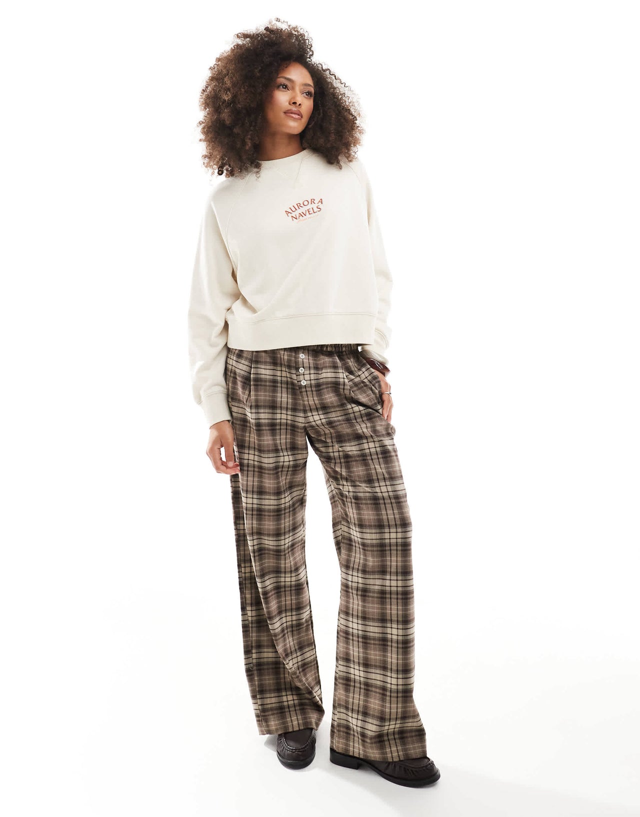 Cotton on orange fruit graphic crew neck sweater in coconut