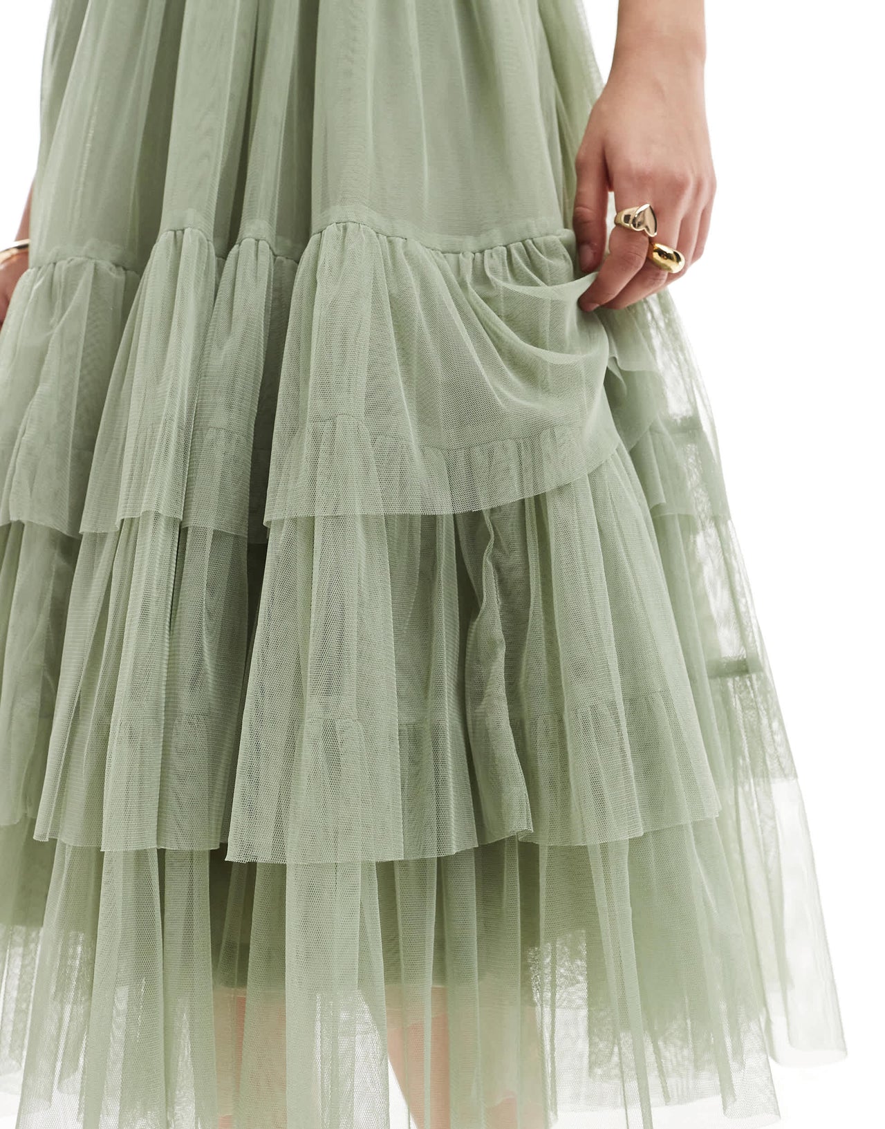 Lace & Beads Bridesmaid Madison midi dress in dusty sage