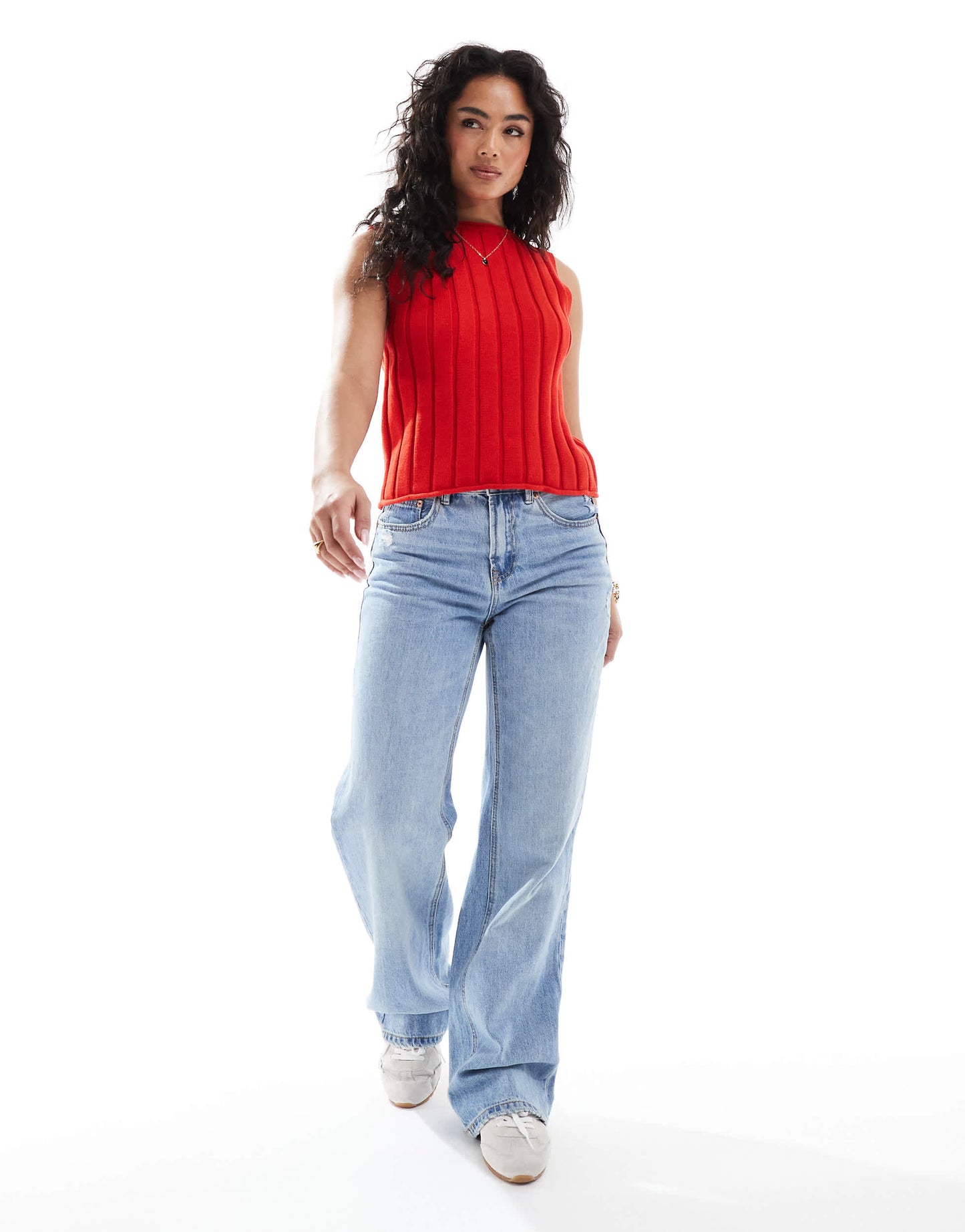 ASOS DESIGN knitted wide rib vest top in red