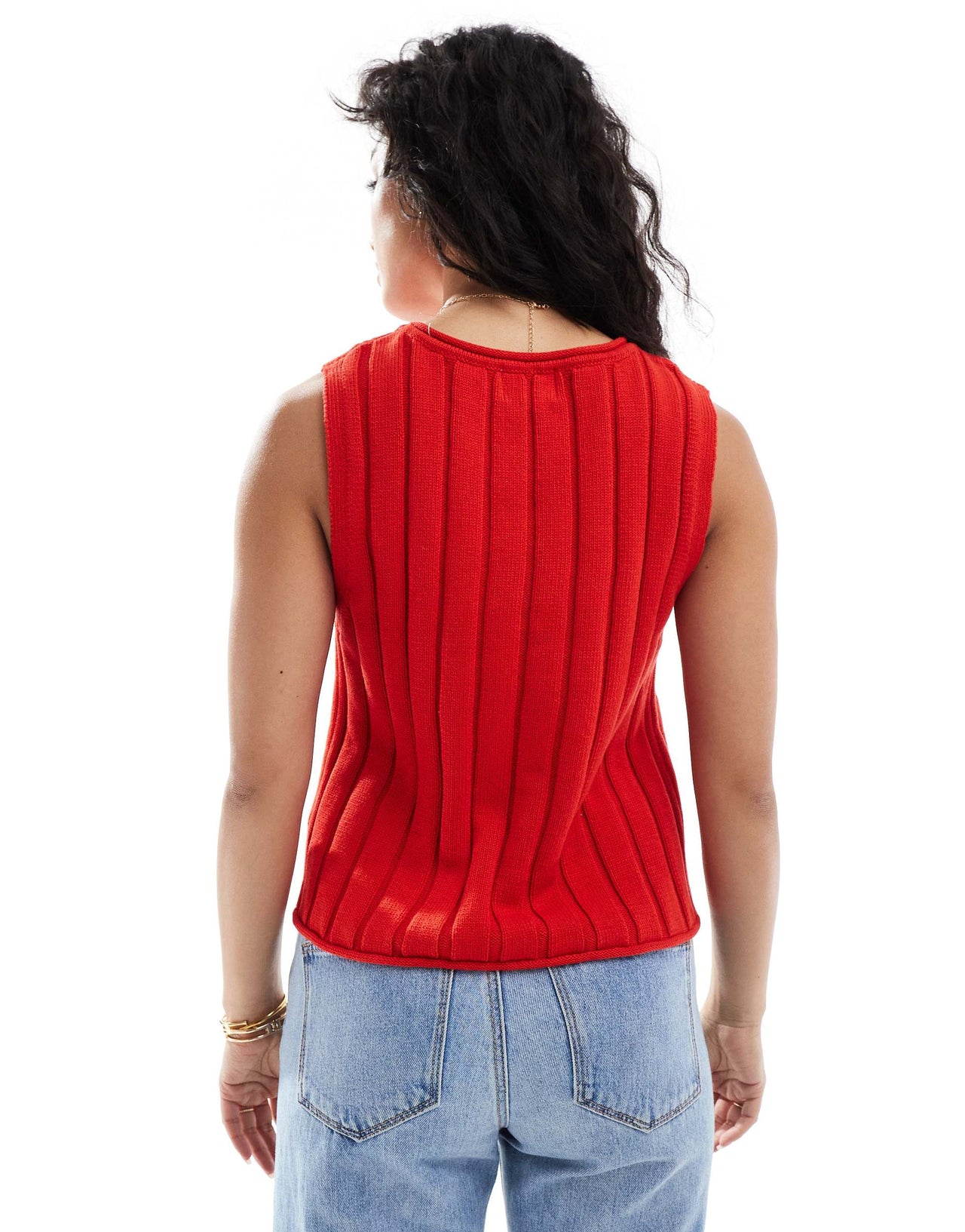 ASOS DESIGN knitted wide rib vest top in red