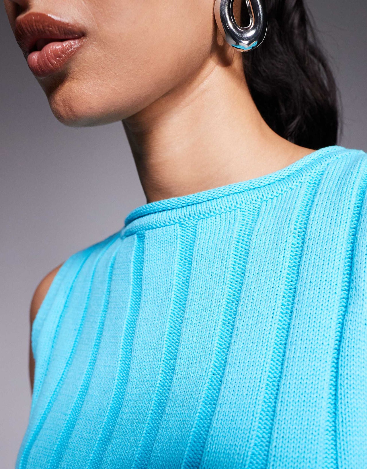 ASOS DESIGN knitted wide rib vest top in aqua