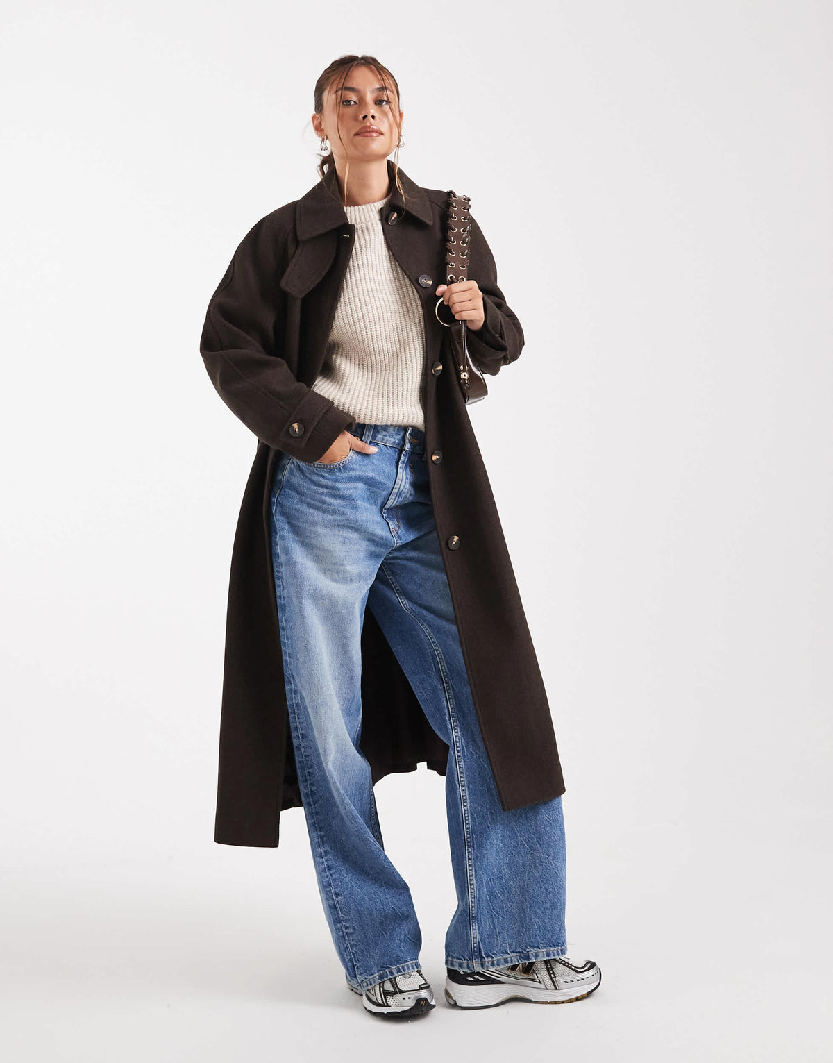 ASOS DESIGN longline car coat in chocolate