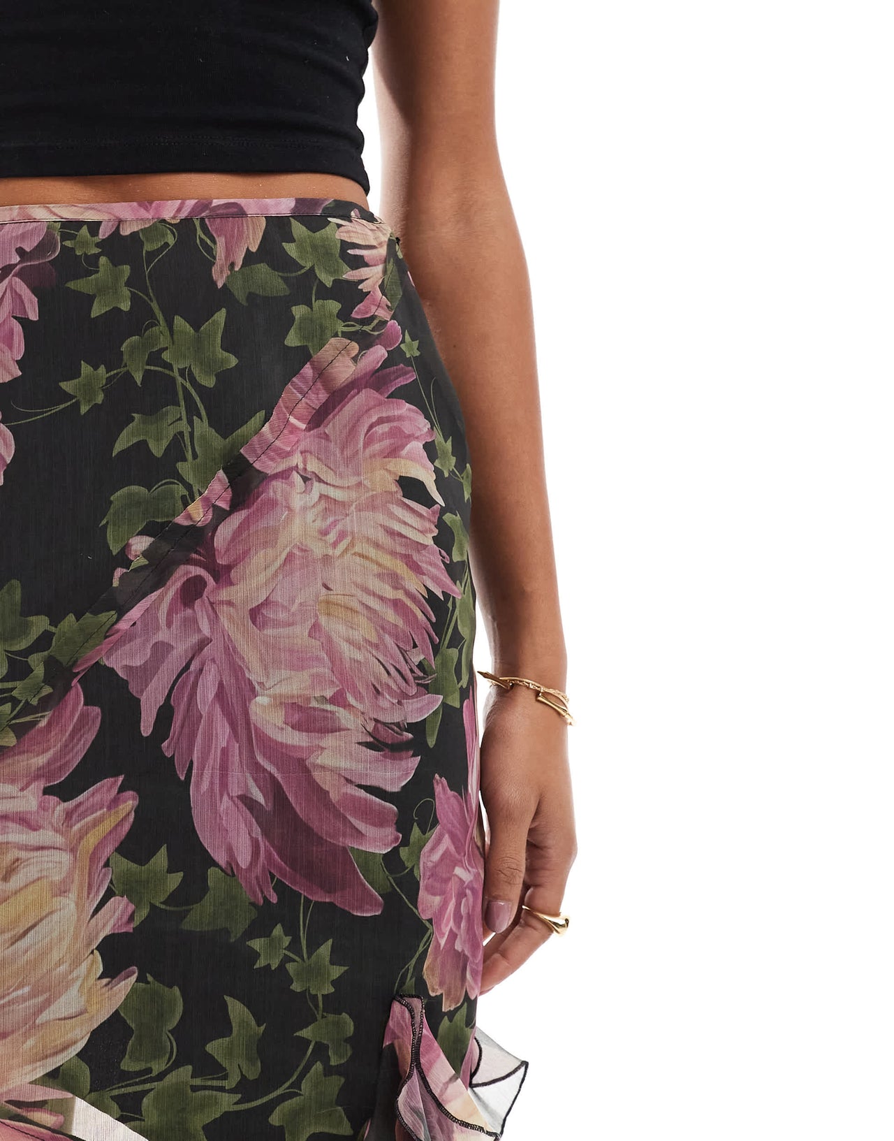 ASOS DESIGN ruffle spilt maxi skirt in floral print