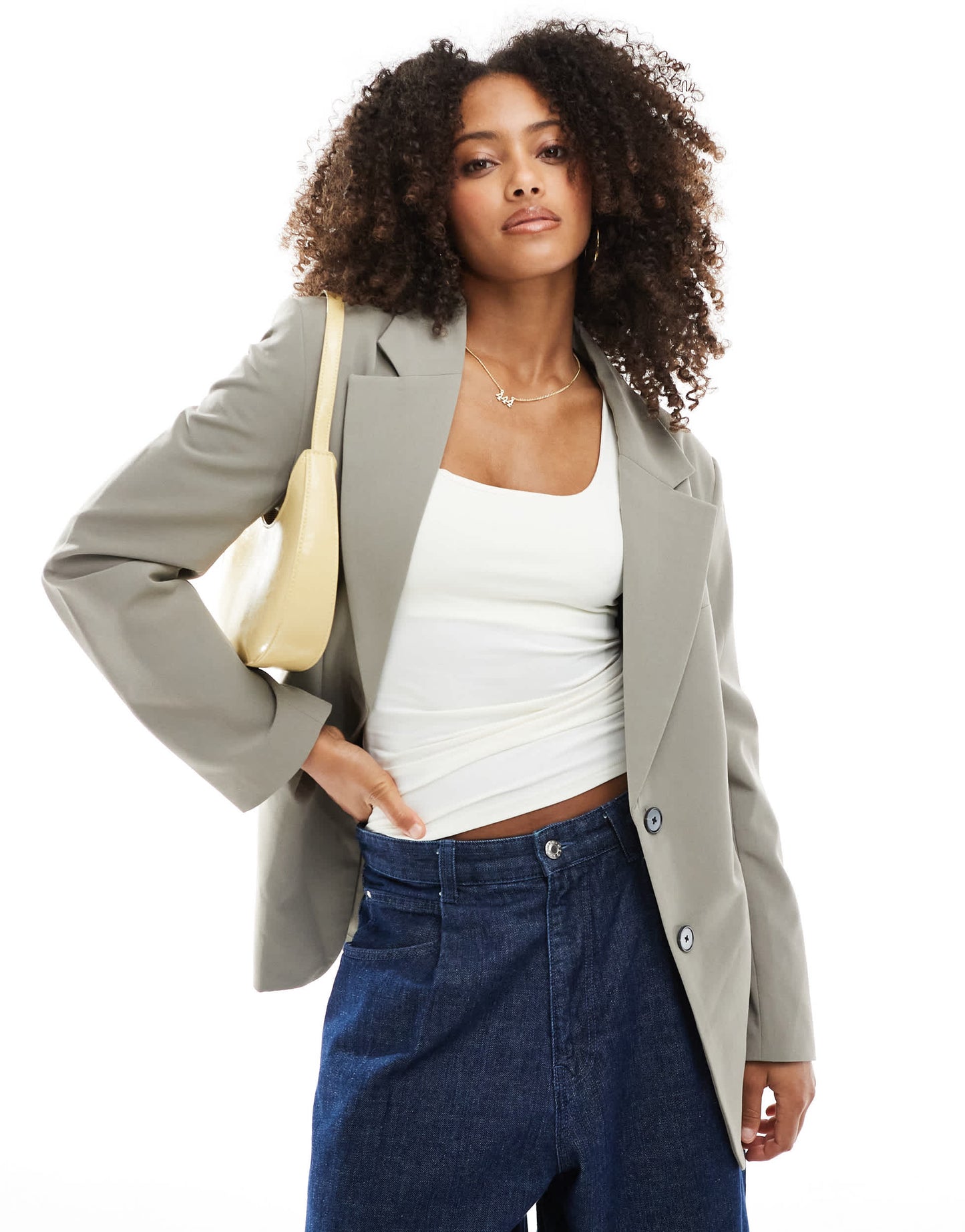 Pull&Bear oversized double button blazer co-ord in sand