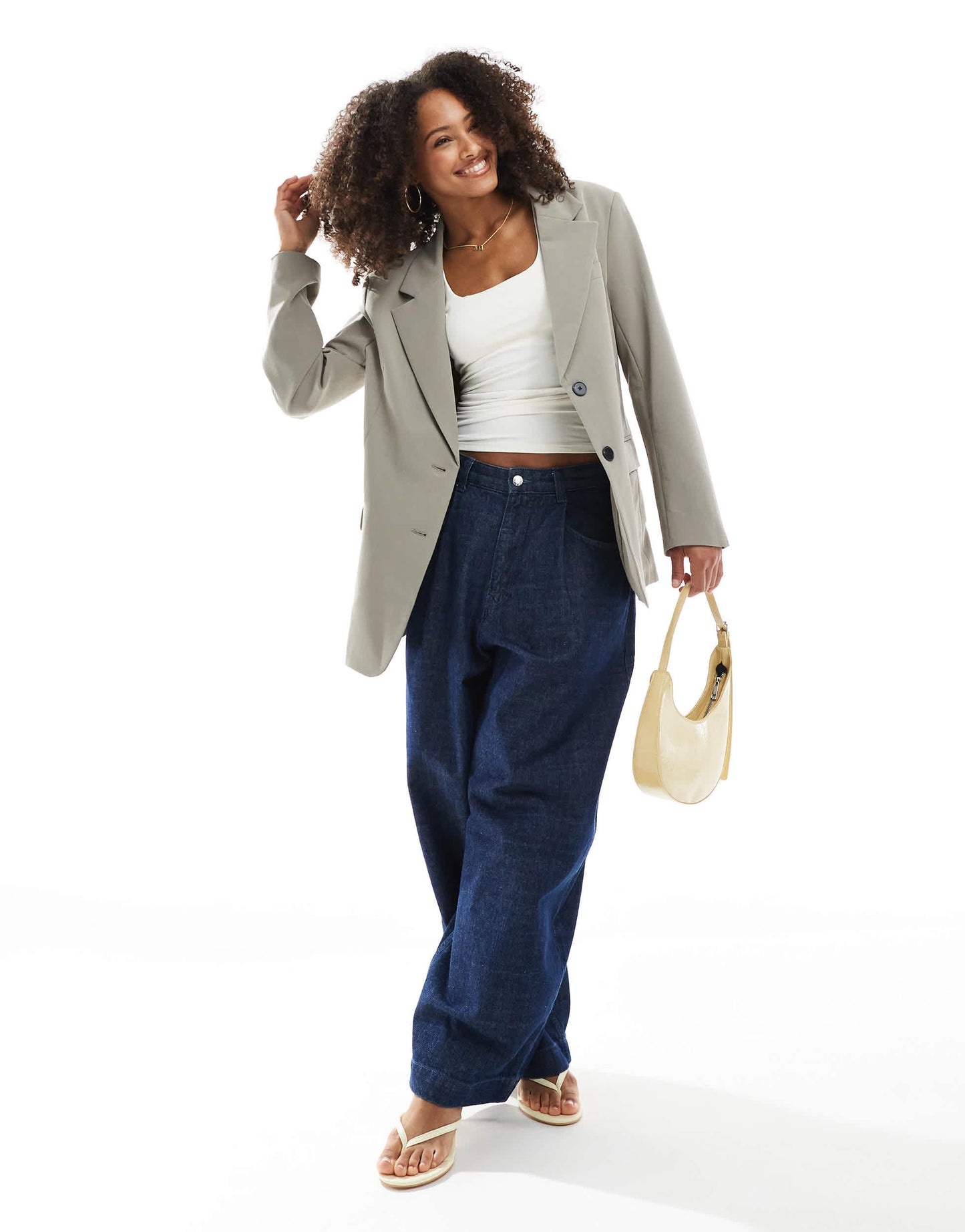 Pull&Bear oversized double button blazer co-ord in sand