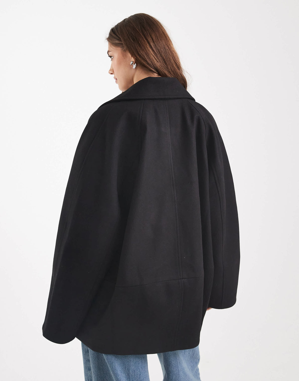 ASOS DESIGN oversized mid length pea coat in black