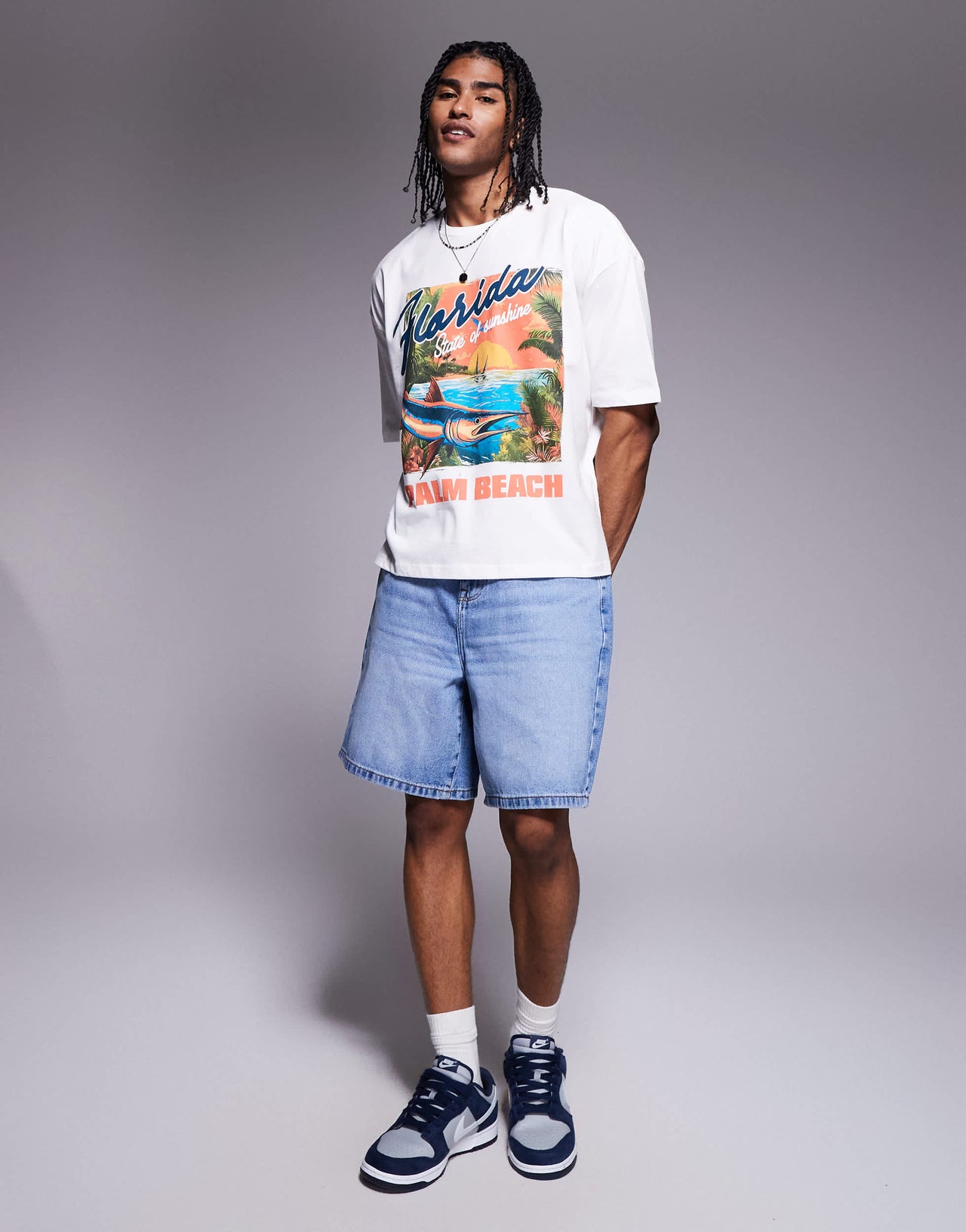 ASOS DESIGN boxy oversized t-shirt with high summer graphic in white