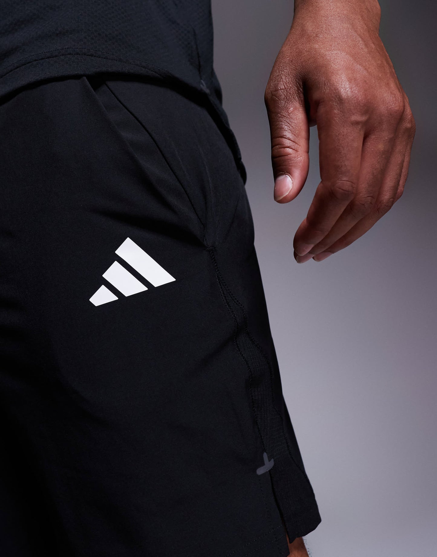 adidas Training Gym+ 3 stripe shorts in black