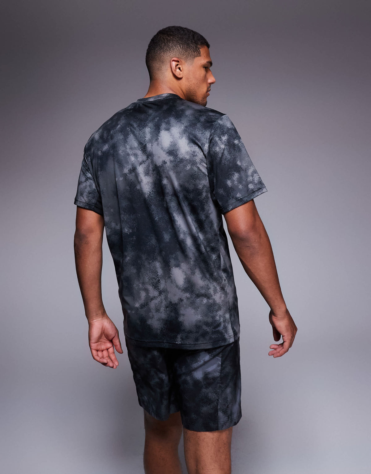 adidas Training essentials t-shirt with grey and black print
