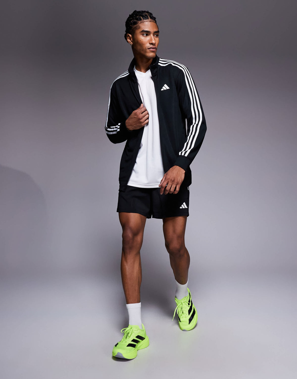adidas Training 3 stripe track jacket in black