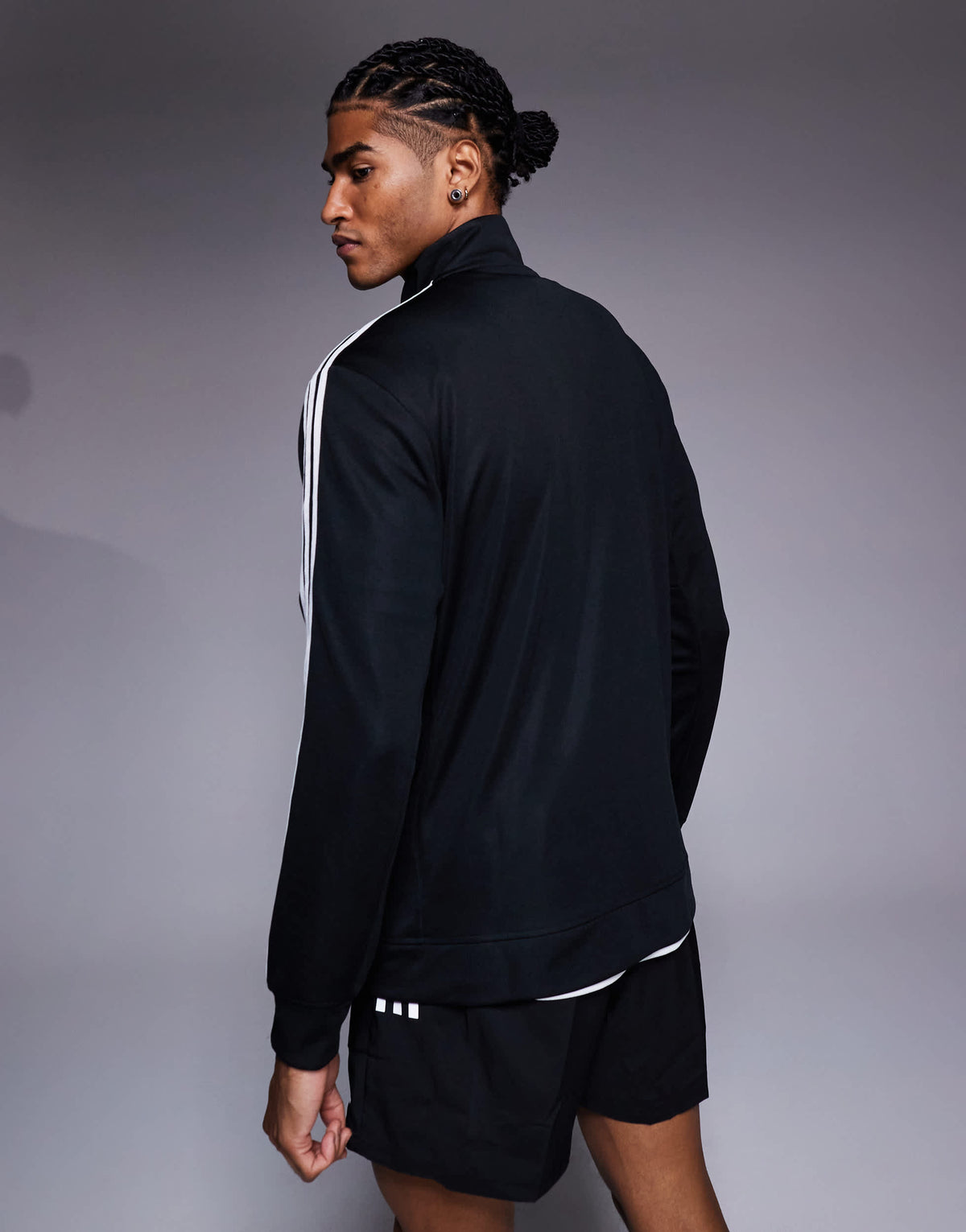 adidas Training 3 stripe track jacket in black