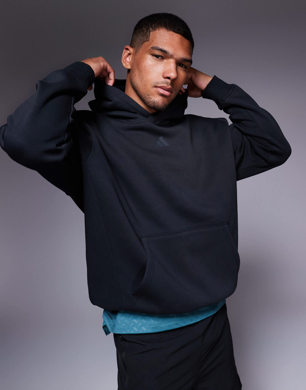 adidas Training Strength oversized hoodie in black