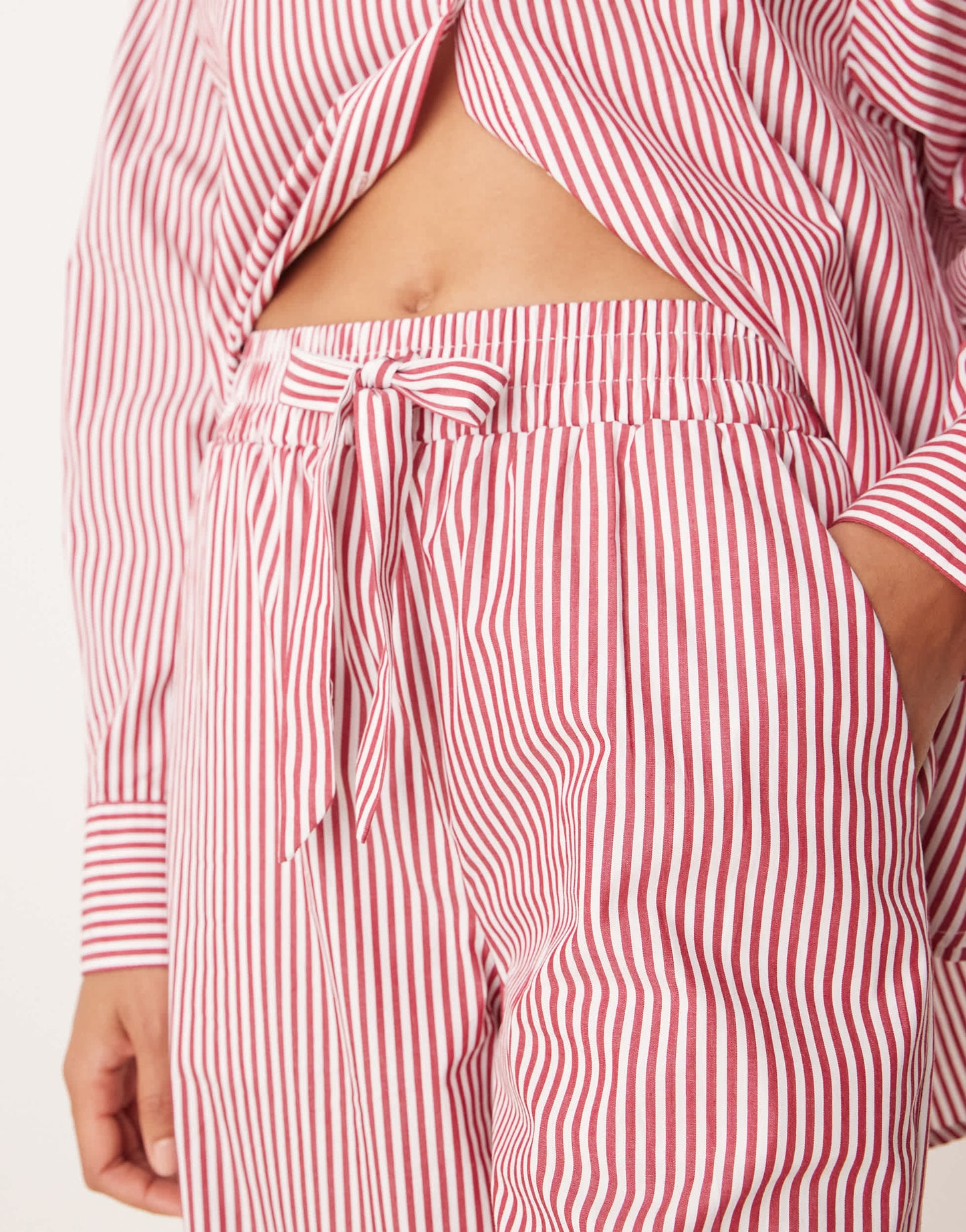 Glamorous pull on poplin trousers in red stripe co-ord