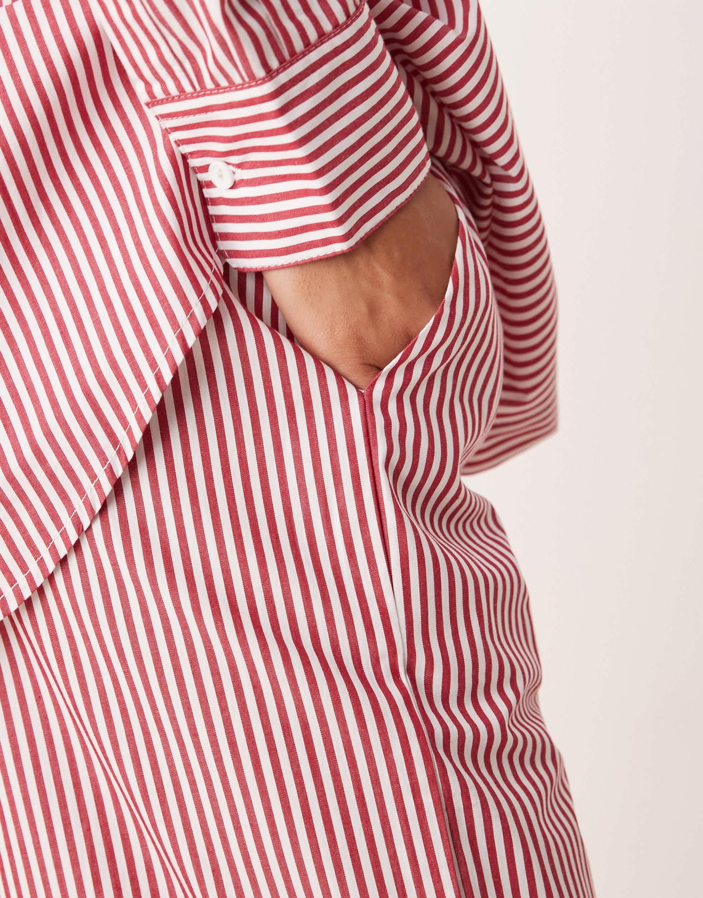 Glamorous pull on poplin trousers in red stripe co-ord