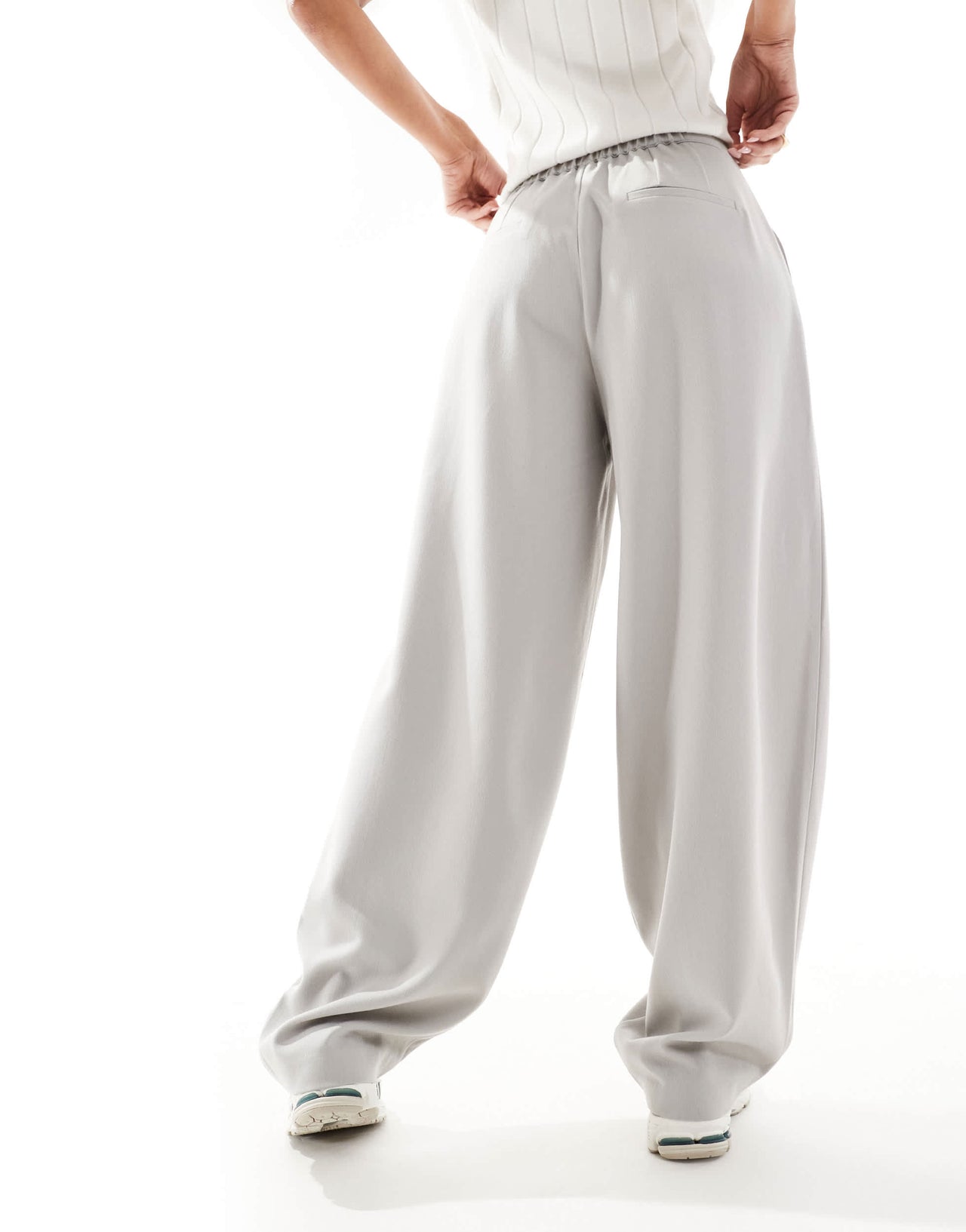 Stradivarius tailored balloon leg trouser in grey