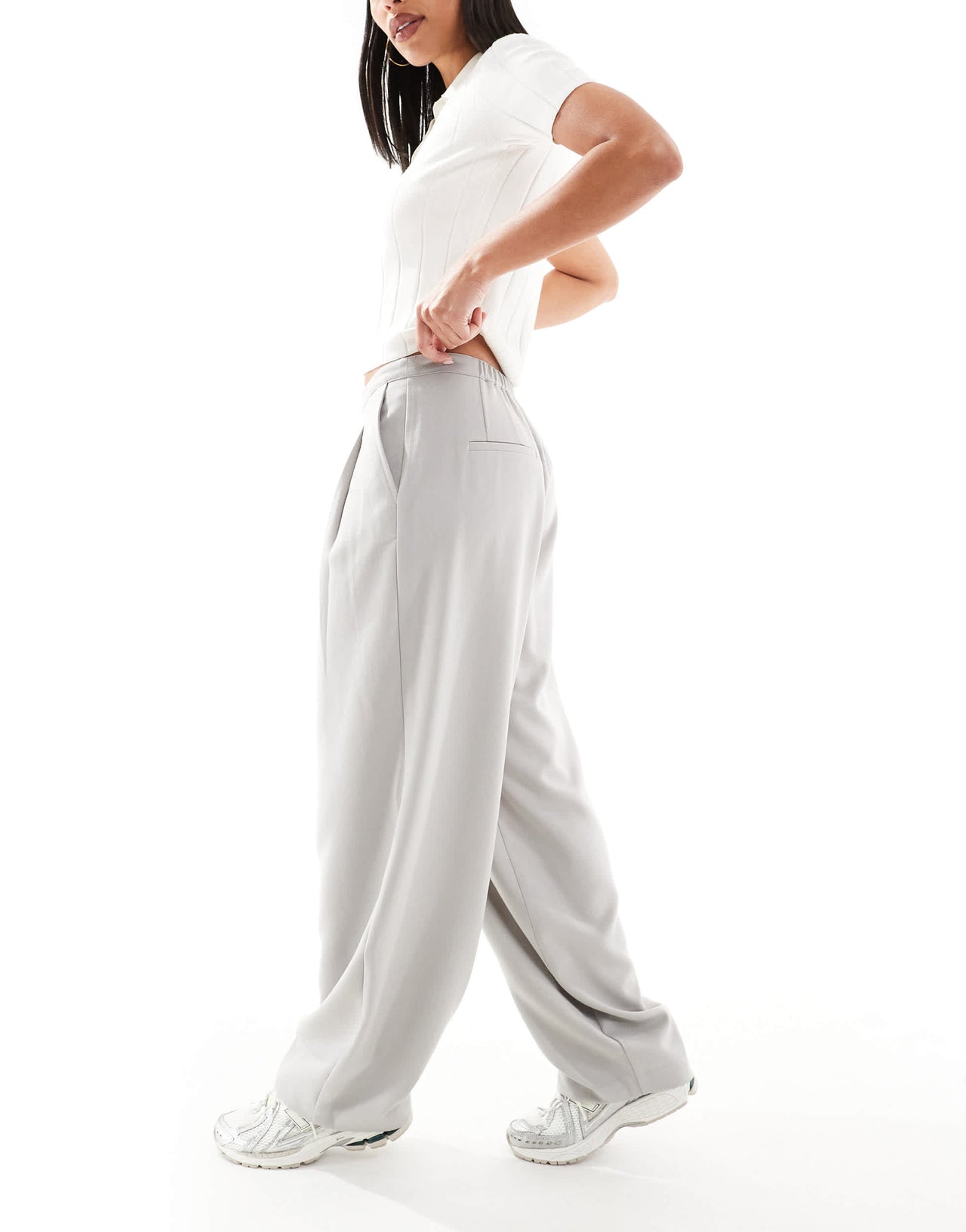 Stradivarius tailored balloon leg trouser in grey