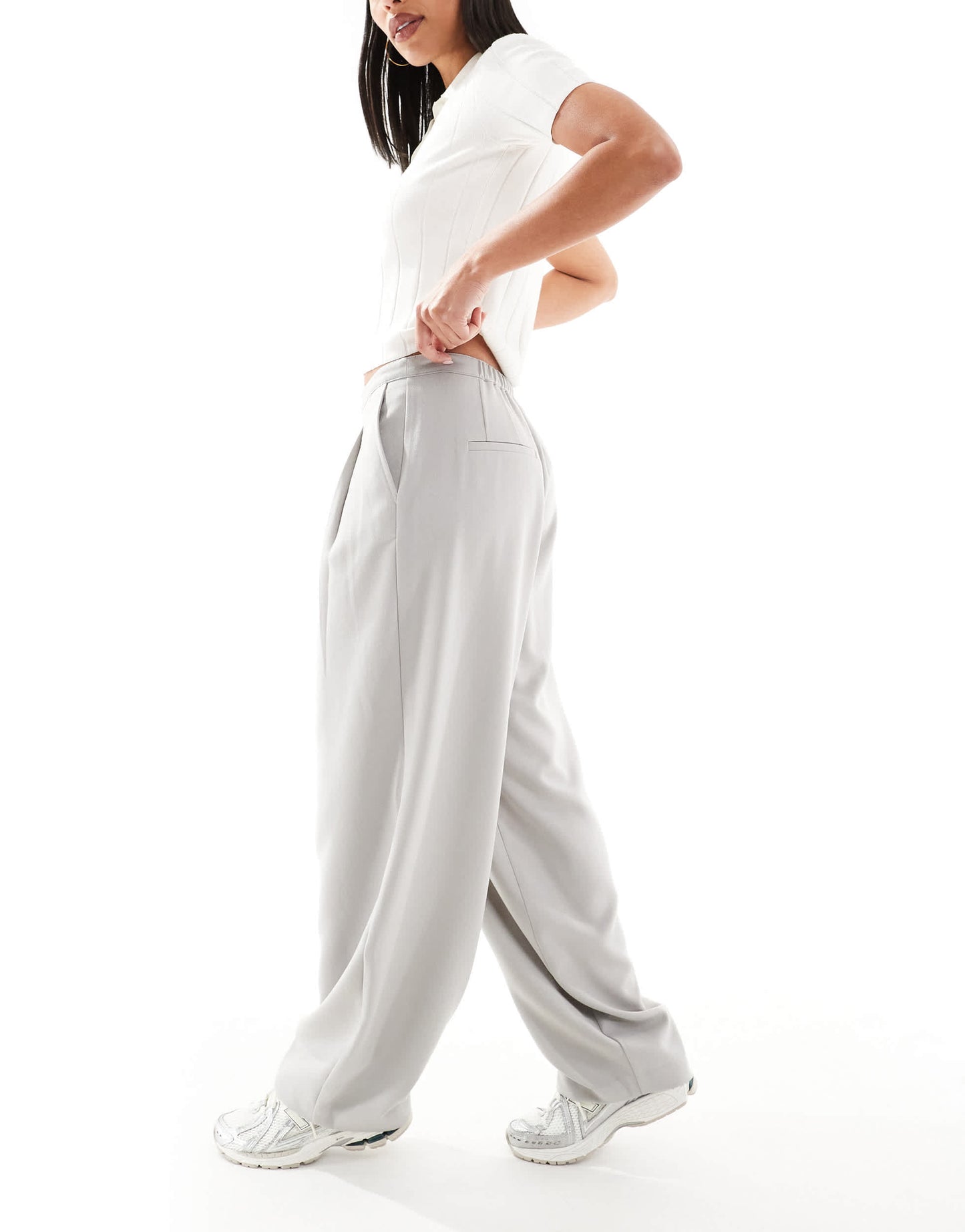Stradivarius tailored balloon leg trouser in grey