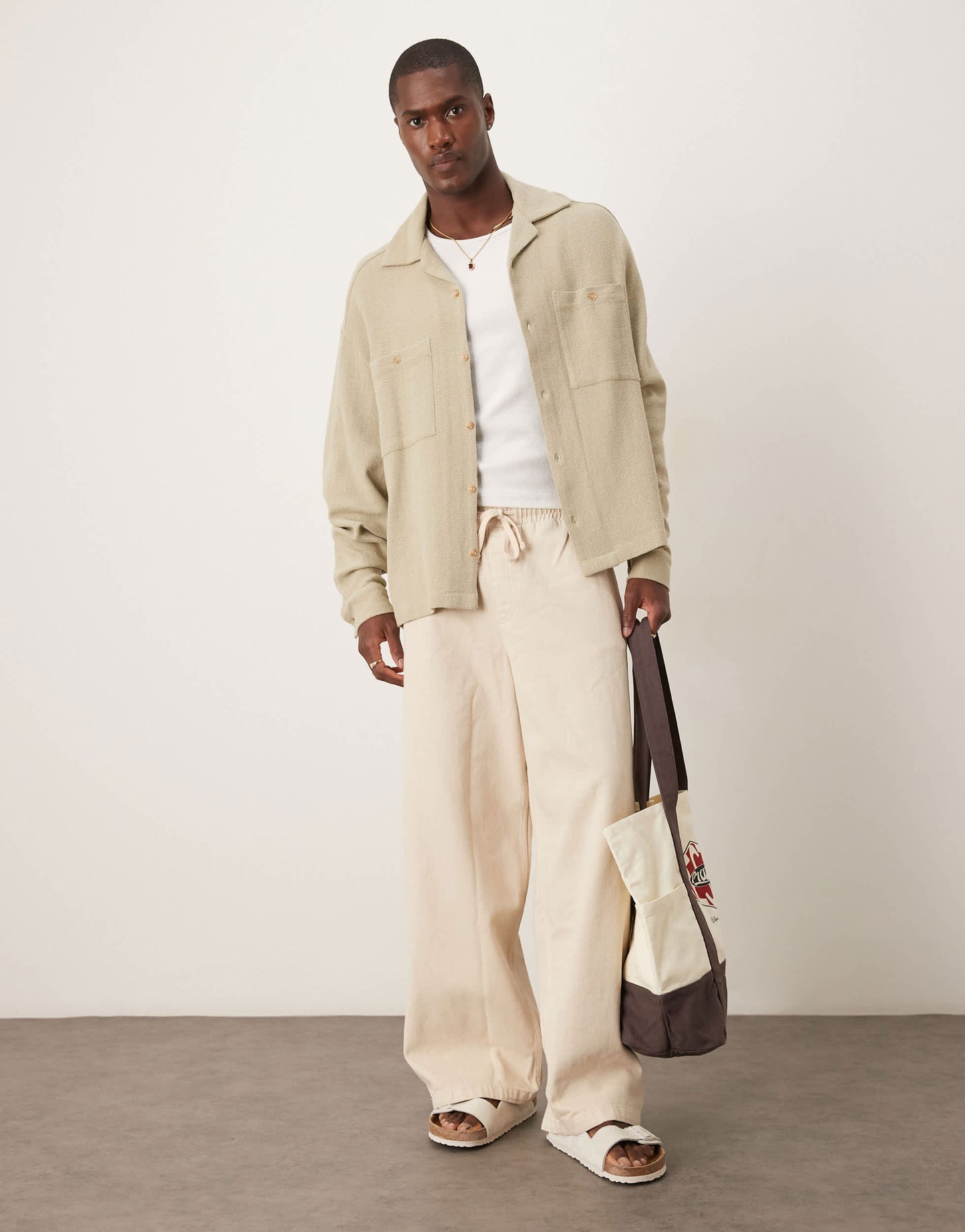 ASOS DESIGN boxy oversized textured shirt in sage green