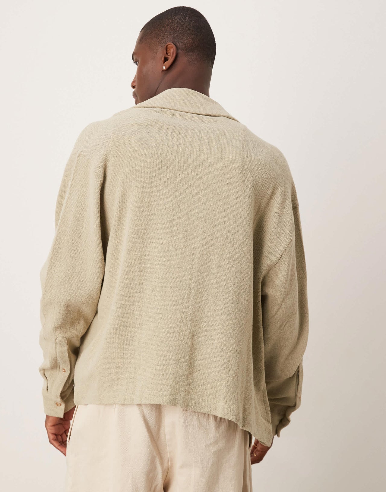 ASOS DESIGN boxy oversized textured shirt in sage green