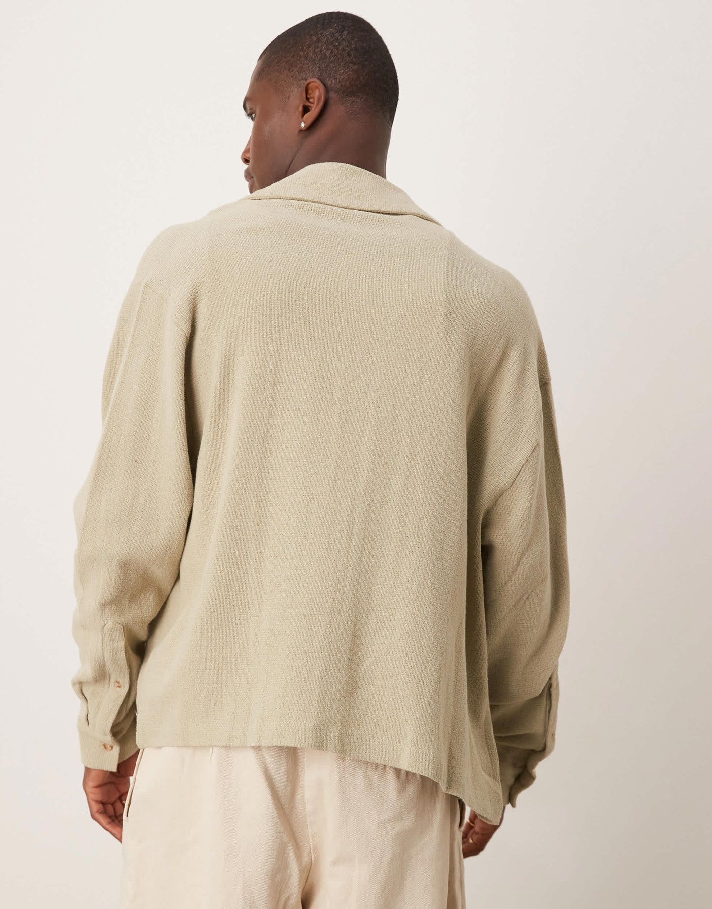ASOS DESIGN boxy oversized textured shirt in sage green