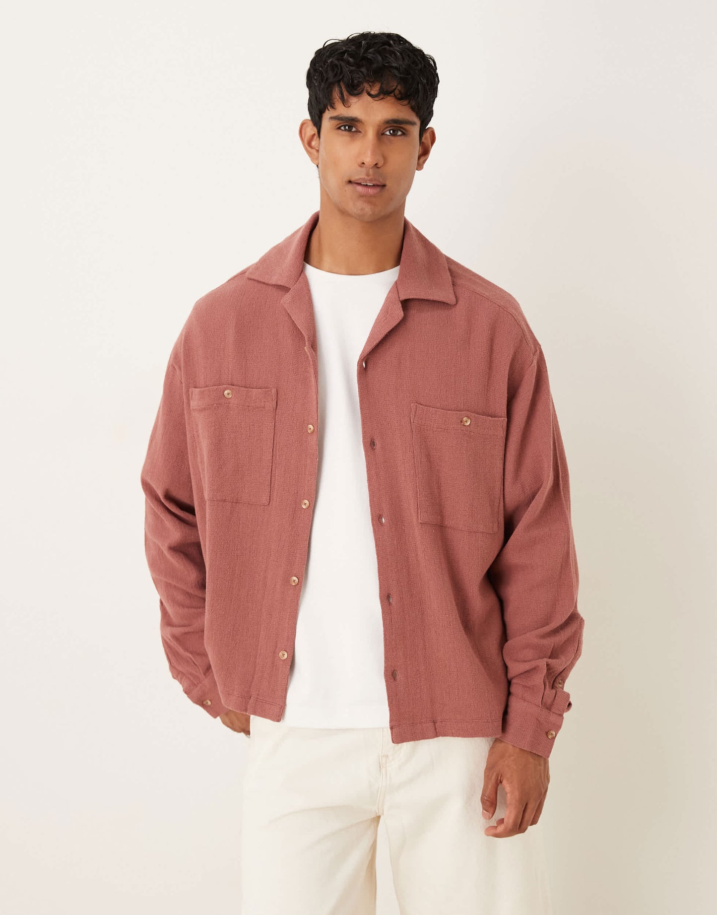 ASOS DESIGN boxy oversized textured shirt in rust
