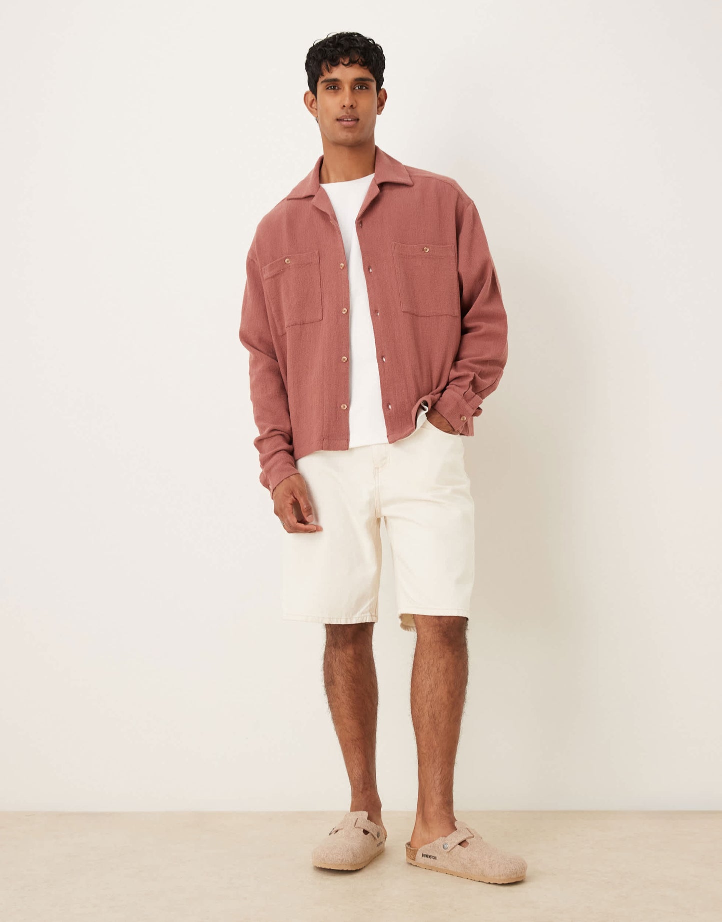 ASOS DESIGN boxy oversized textured shirt in rust