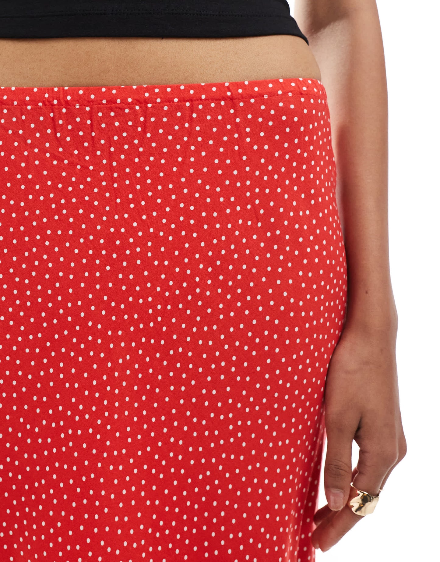 Miss Selfridge spun maxi skirt in red spot print