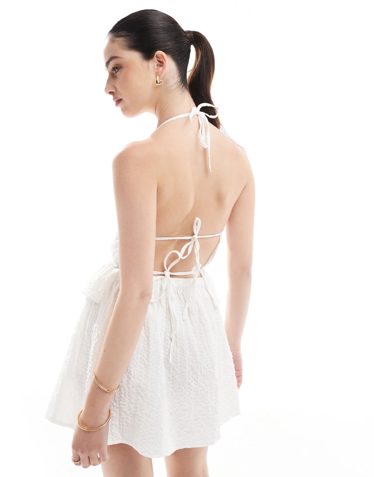 Esmee Exclusive high neck halter beach top in white