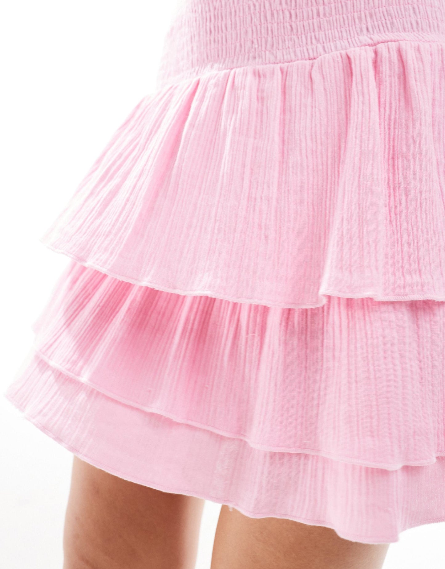 Esmee Exclusive tiered mini beach skirt in dusty pink