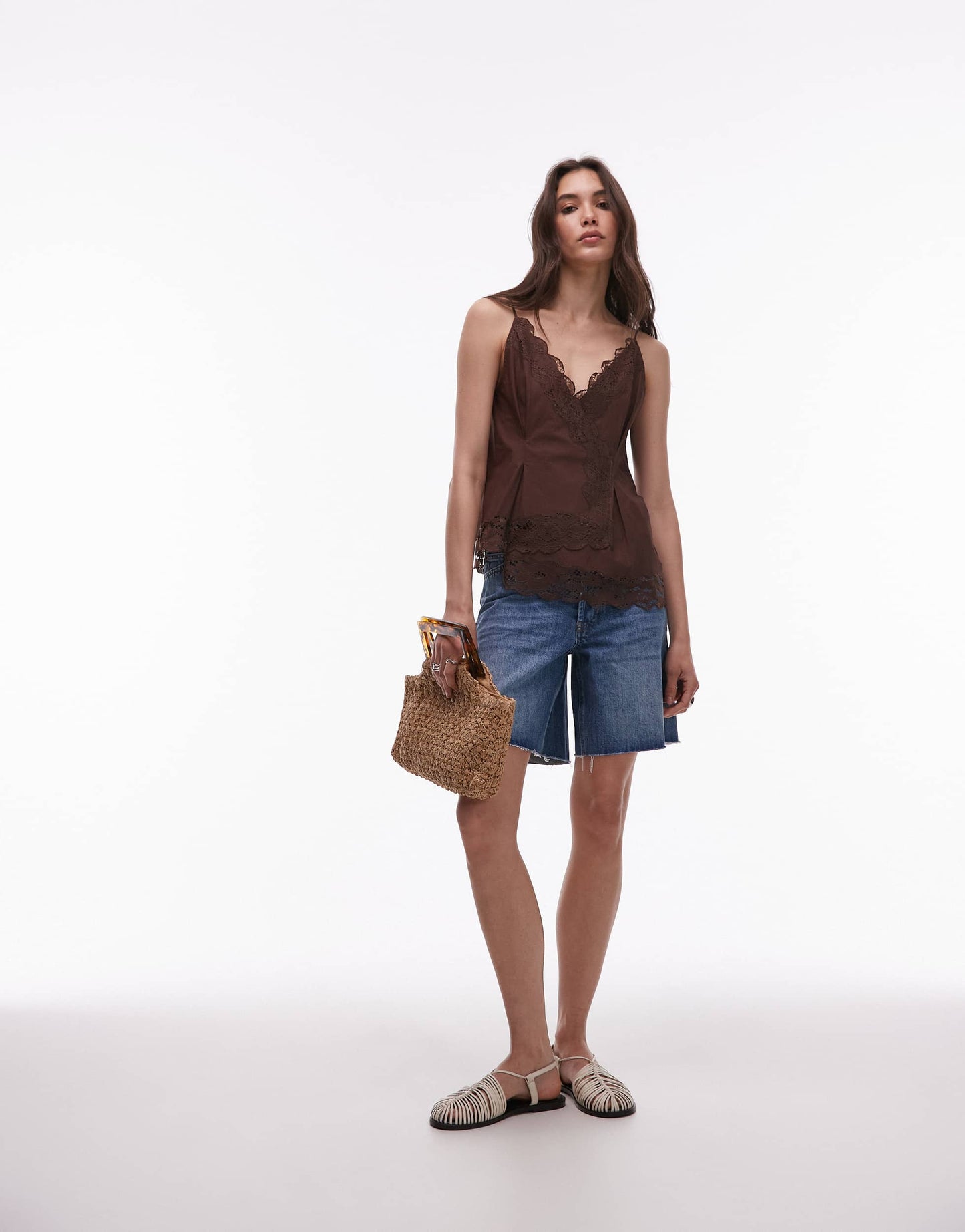 Topshop denim loose fit jort in mid blue